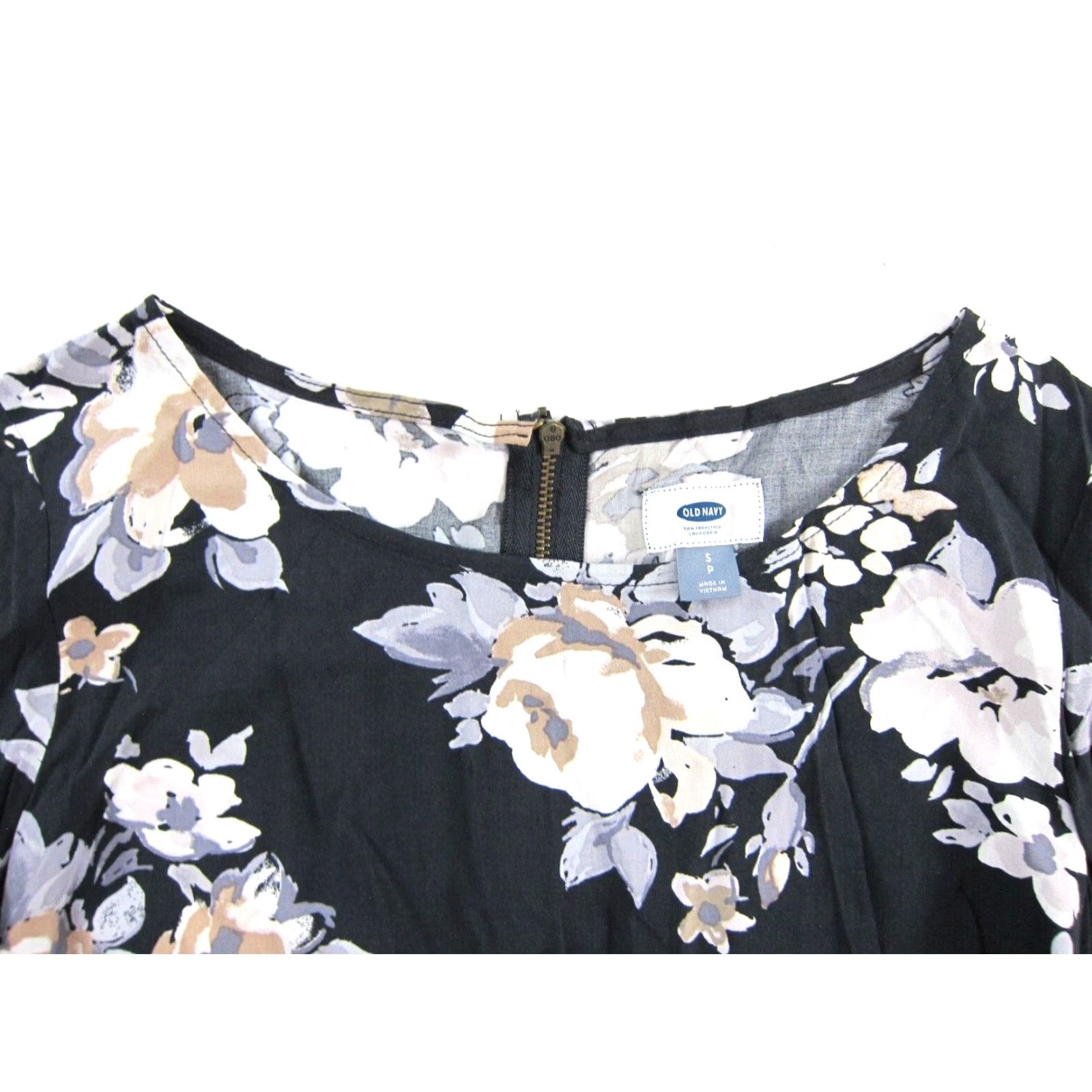 Old Navy Old Navy Tunic Dress 3/4 Sleeve Floral 100% Rayon Blue White Brown Small Women Size S / US 4 / IT 40 - 4 Thumbnail