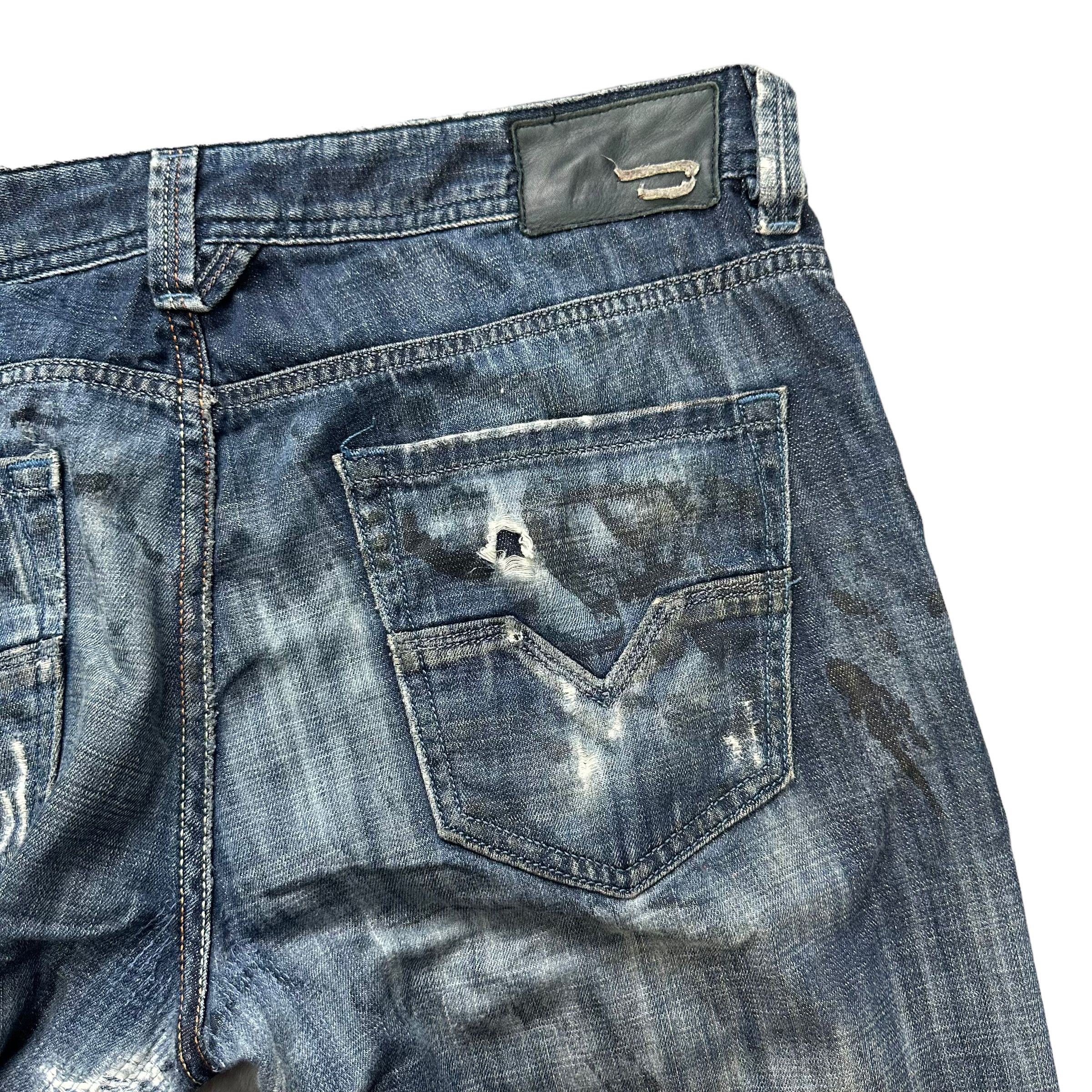 Diesel TRASHED🔥 DIESEL LARKEE FLY BUTTON DENIM PANTS #7618-158 Size US 35 - 17 Thumbnail