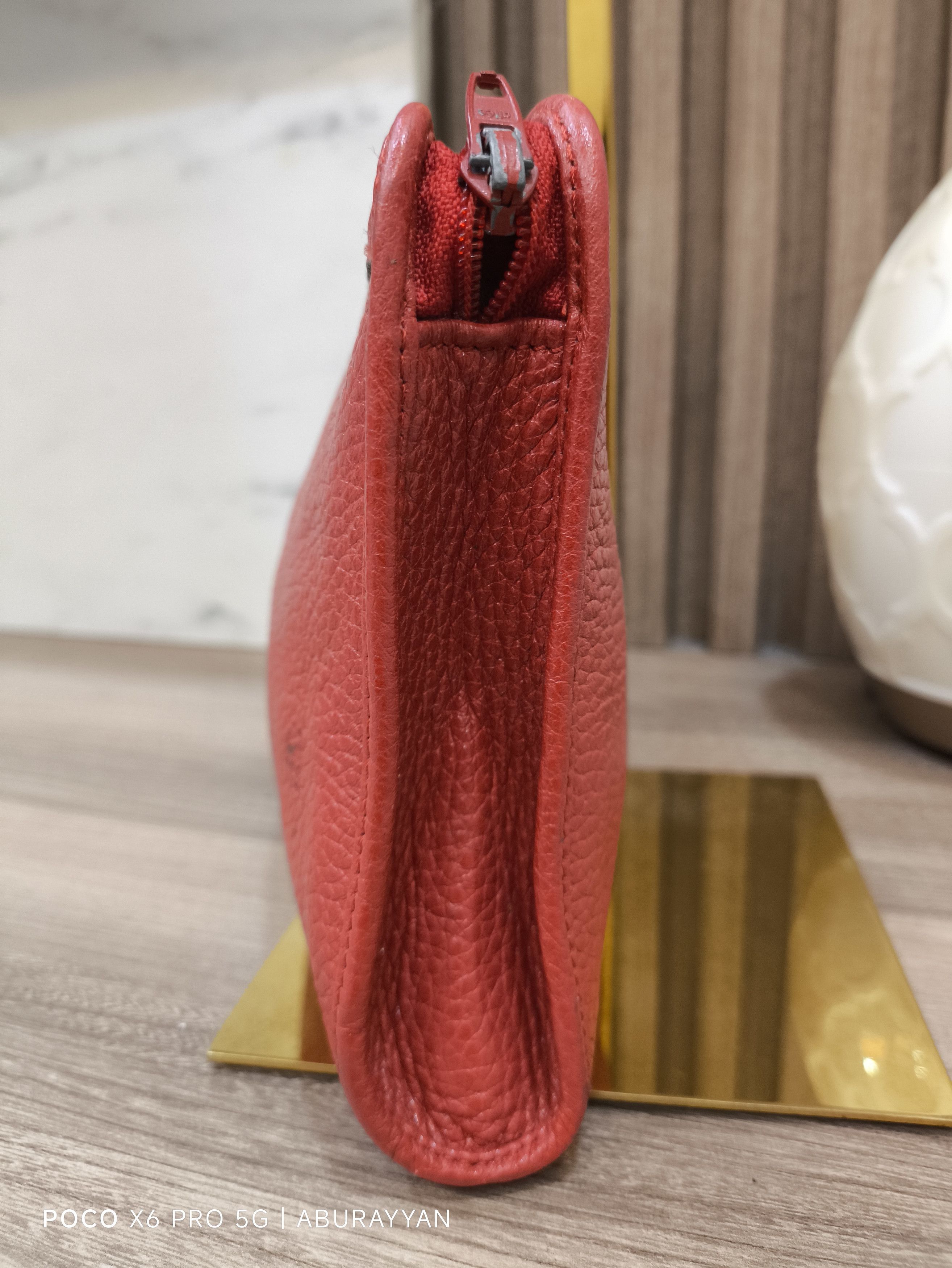 Dior Christian Dior Vintage Red Leather Clutch Toiletries Bag Size ONE SIZE - 3 Thumbnail