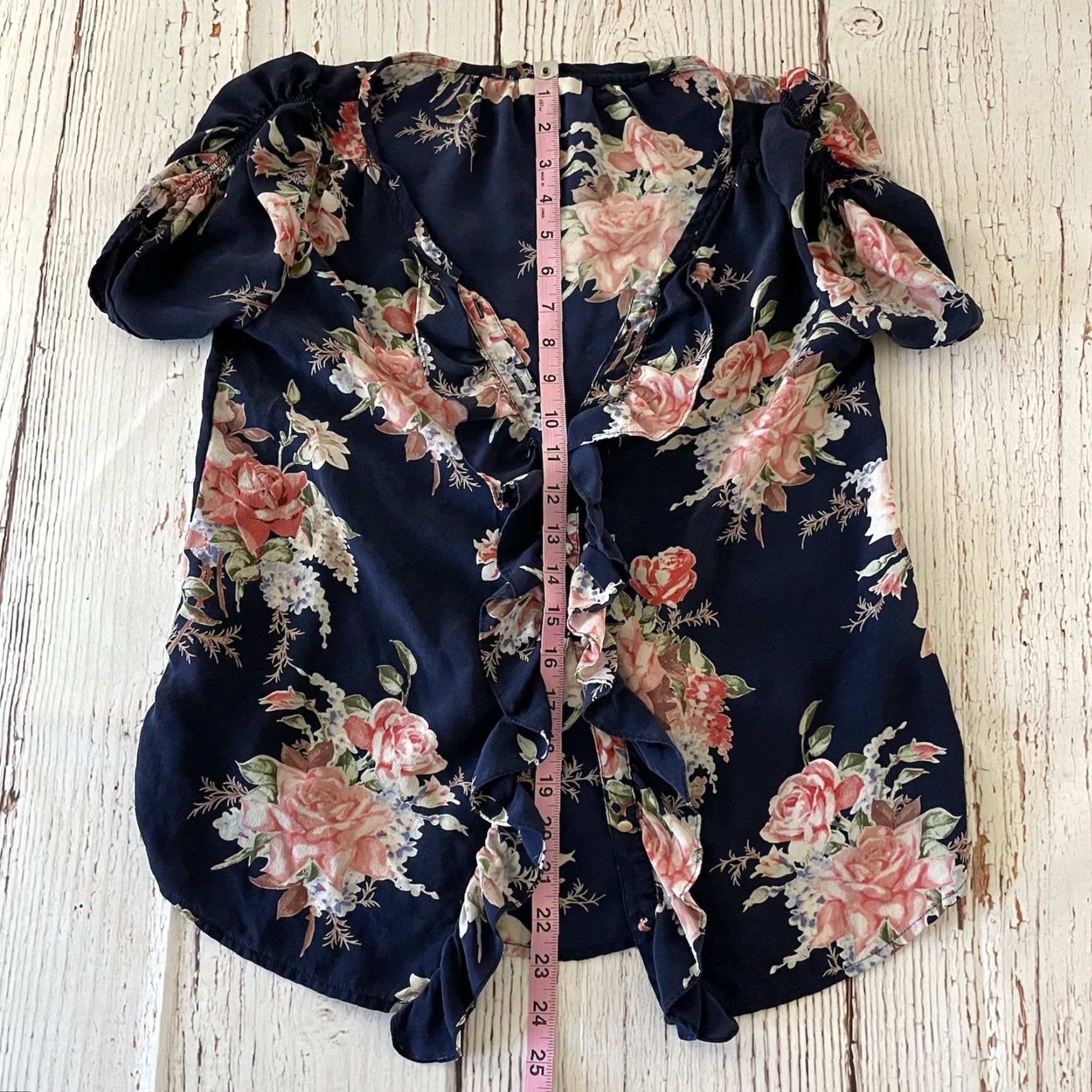 Joie JOIE Floral Button Front Shirt Women's XS Blue Short Sleeve T-Shirt, Womens, XS, Floral, Button Front, Blue Size XS / US 0-2 / IT 36-38 - 4 Thumbnail
