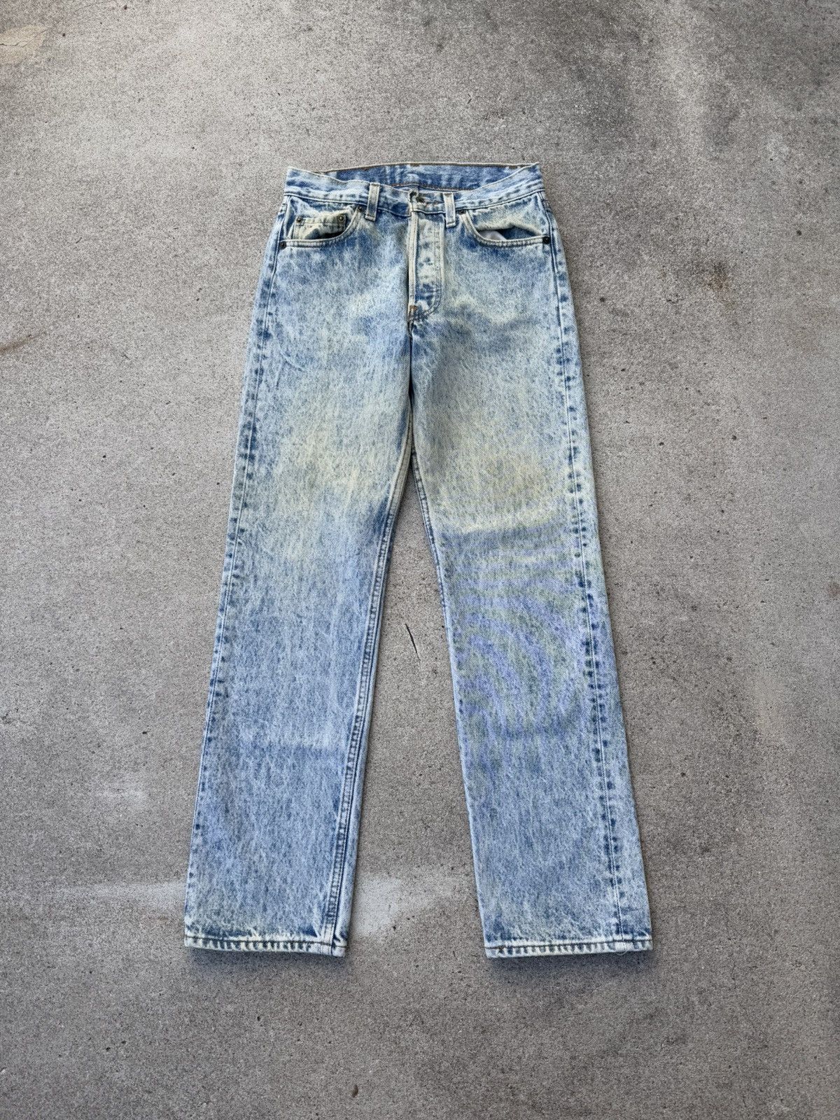 Levi's × Vintage Vtg 90s Levis 501xx Buttonfly Straight Acid Wash Jeans 28x29 Size US 28 / EU 44 - 2 Thumbnail