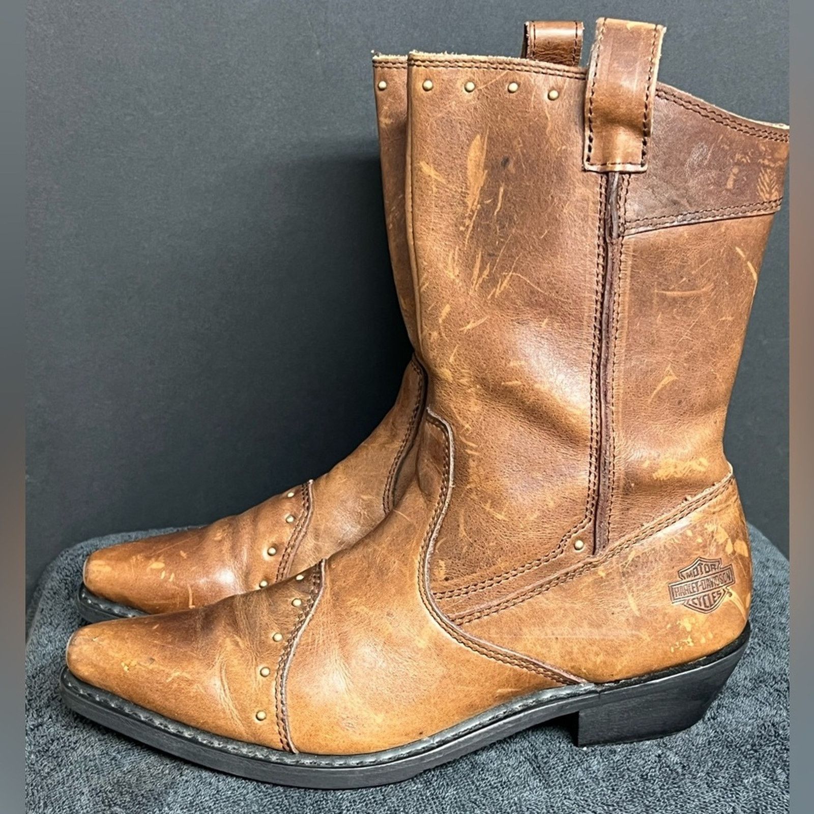 Harley Davidson Harley Davidson Boots Leather Mid Calf Studded Brown Caramel Size US 9 / IT 39 - 1 Thumbnail