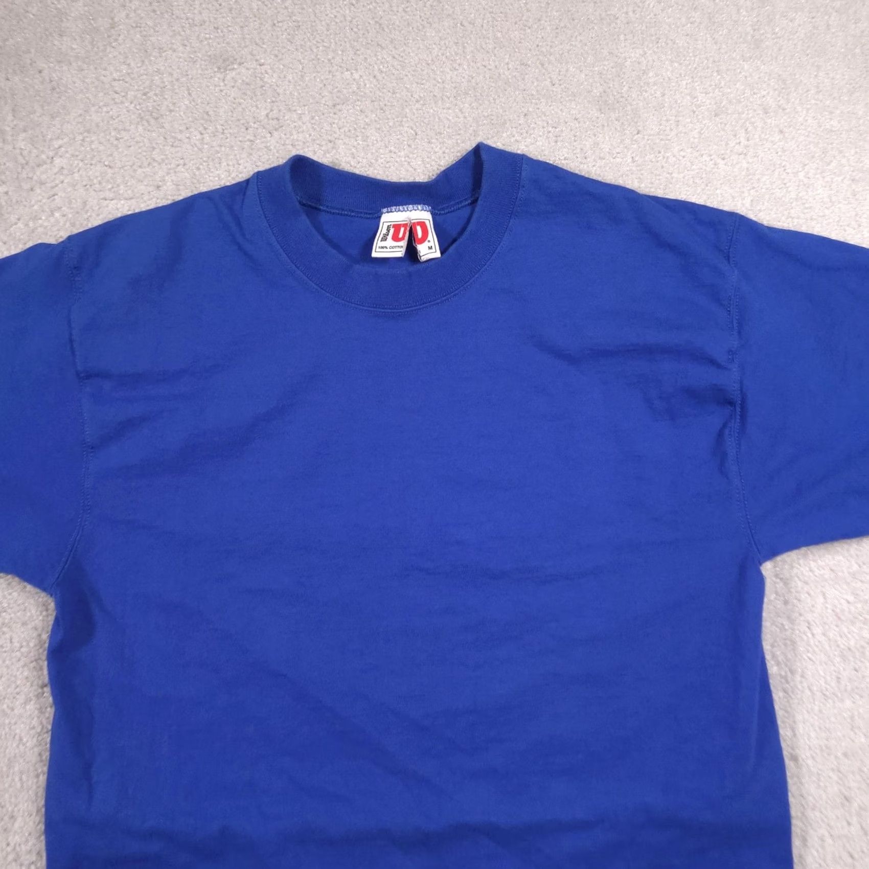 Wilson VINTAGE Wilson Shirt Mens Medium Blue Blank Crewneck Tee Made USA Cotton 90s Size US M / EU 48-50 / 2 - 2 Thumbnail