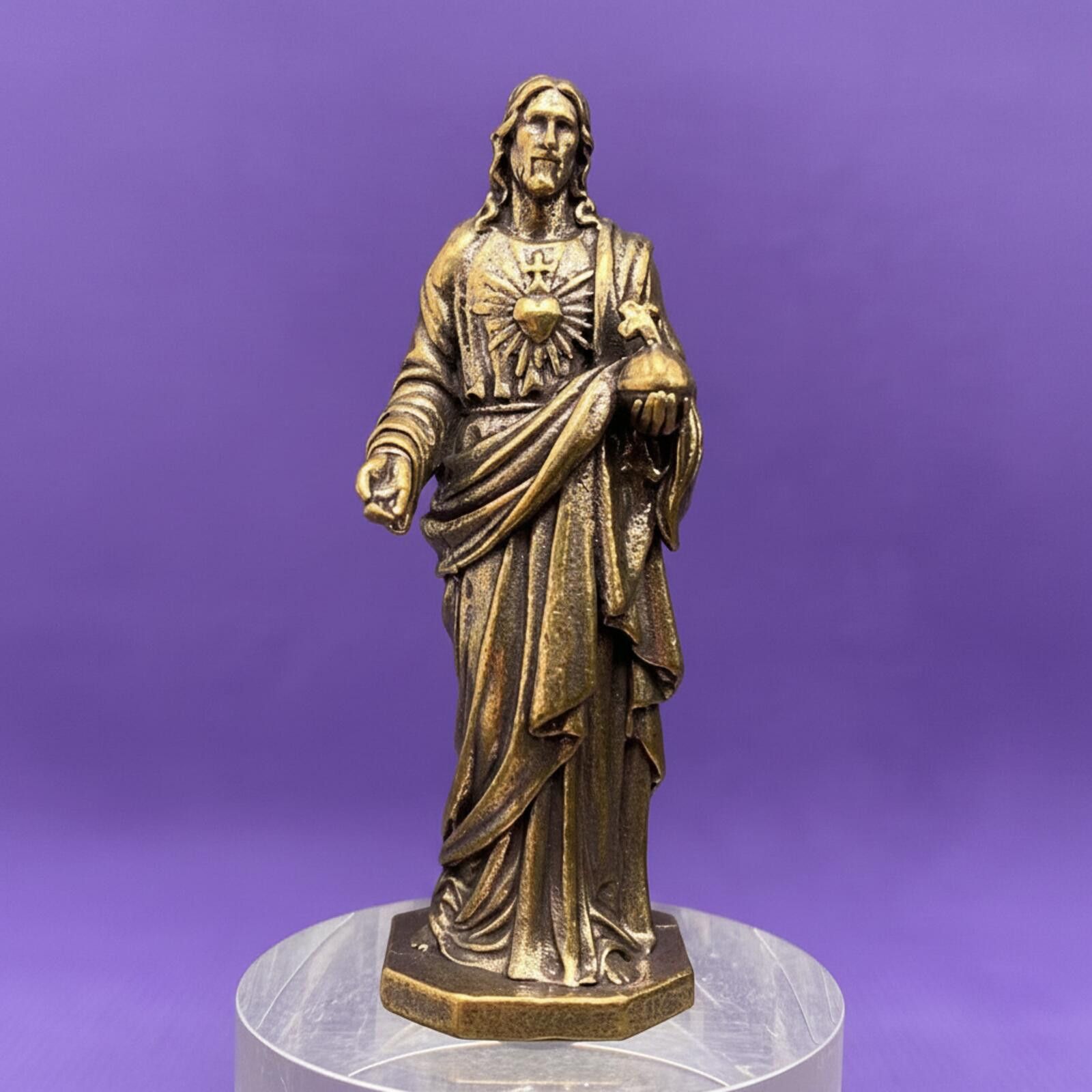 The Unbranded Brand Brass Sacred Heart Jesus Statue Figurine Size ONE SIZE - 1 Thumbnail