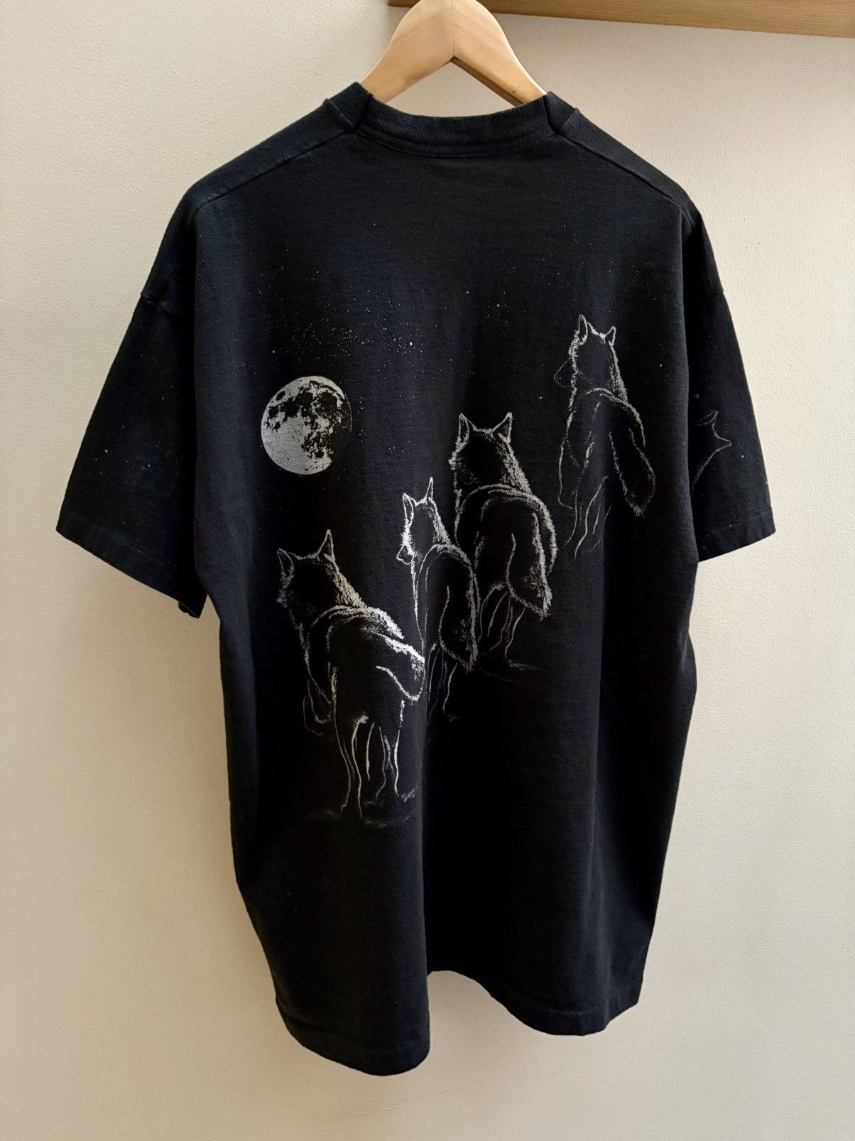 Vintage Elliot Lake Ontario VTG 90s black wolf AOP t-shirt XL Size US XL / EU 56 / 4 - 2 Thumbnail