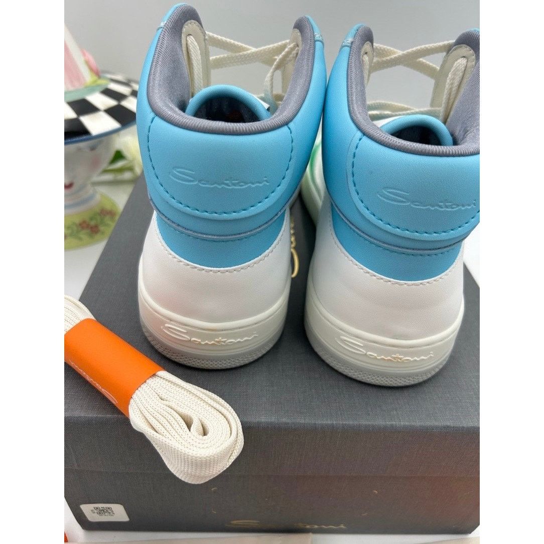 Santoni Mens Santoni logo print high top leather sneakers size 12 US Size US 12 / EU 45 - 8 Thumbnail