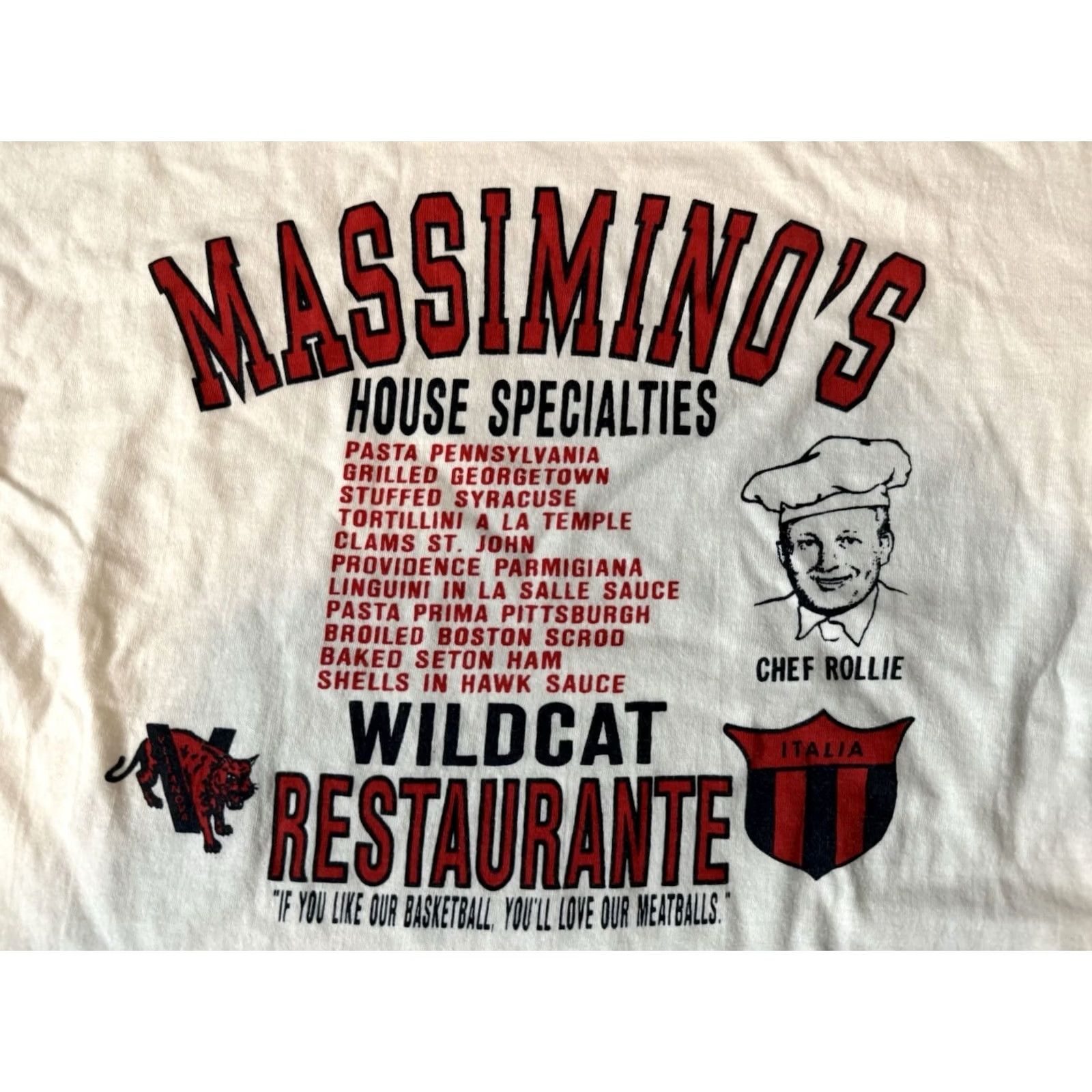 Champion VINTAGE Champion Shirt XL Unisex Adults White Villanova Wildcats Italian Basketball Ncaa Restaurant 80s Rollie Massimino Brunson Pinckney Mens Size US XL / EU 56 / 4 - 3 Thumbnail
