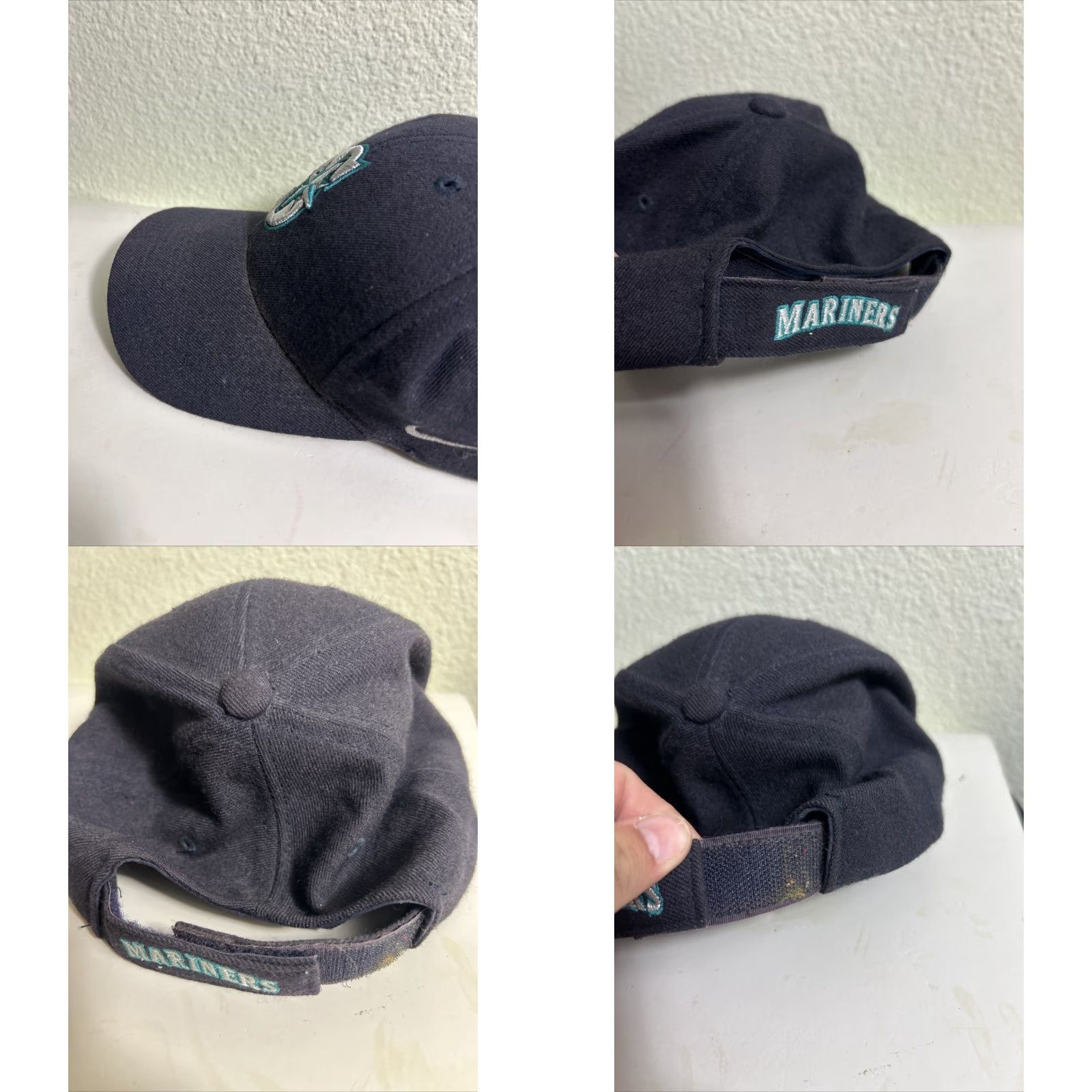 Nike VINTAGE Nike Team Seattle Mariners MLB Strap Back Hat Adjustable Unisex Adults Baseball Cap 90s Logo Black Cotton Canvas Men Women Men Women Size ONE SIZE - 8 Thumbnail