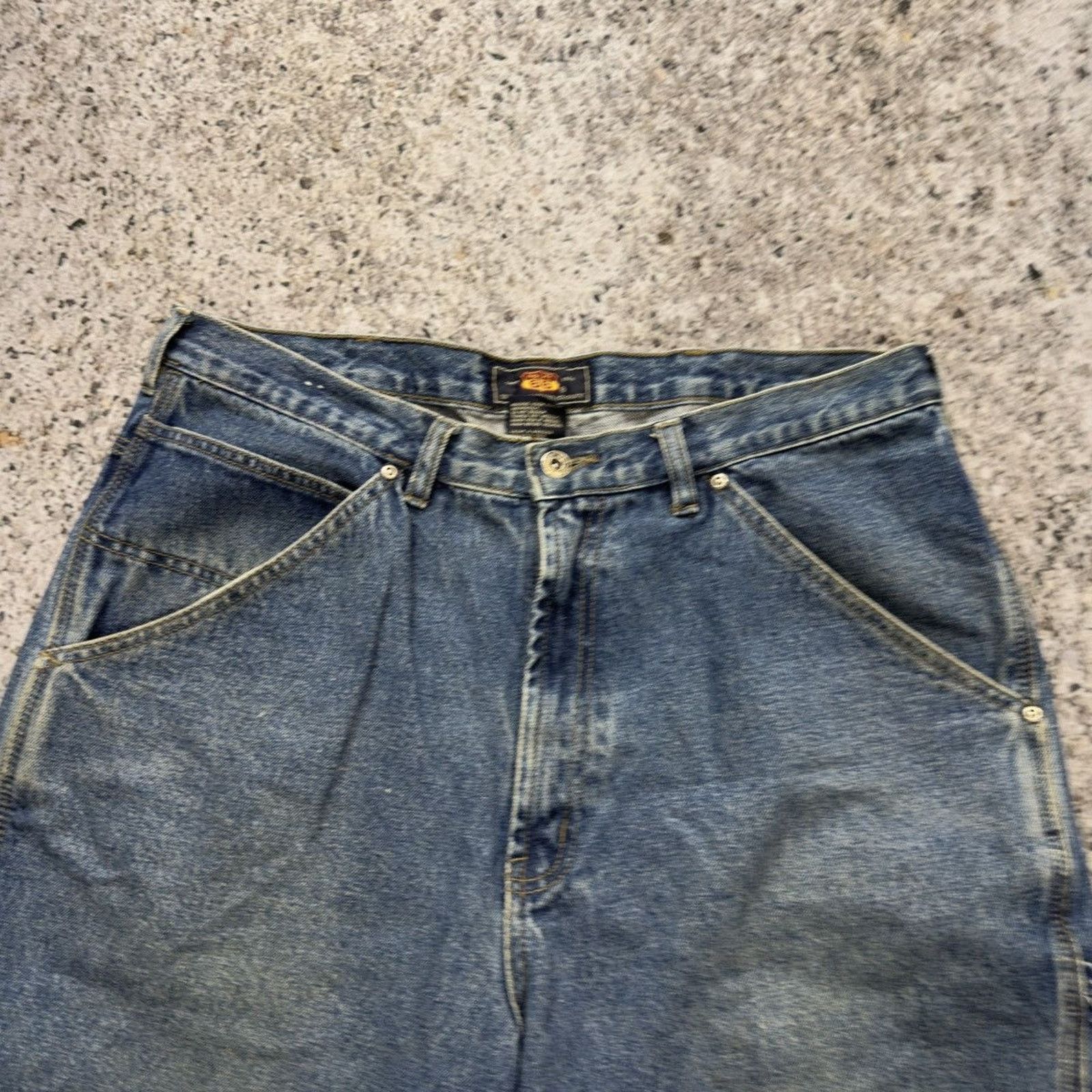 Vintage Faded Thrashed Distressed Denim Carpenter Shorts ERD Grunge Size US 36 / EU 52 - 3 Thumbnail