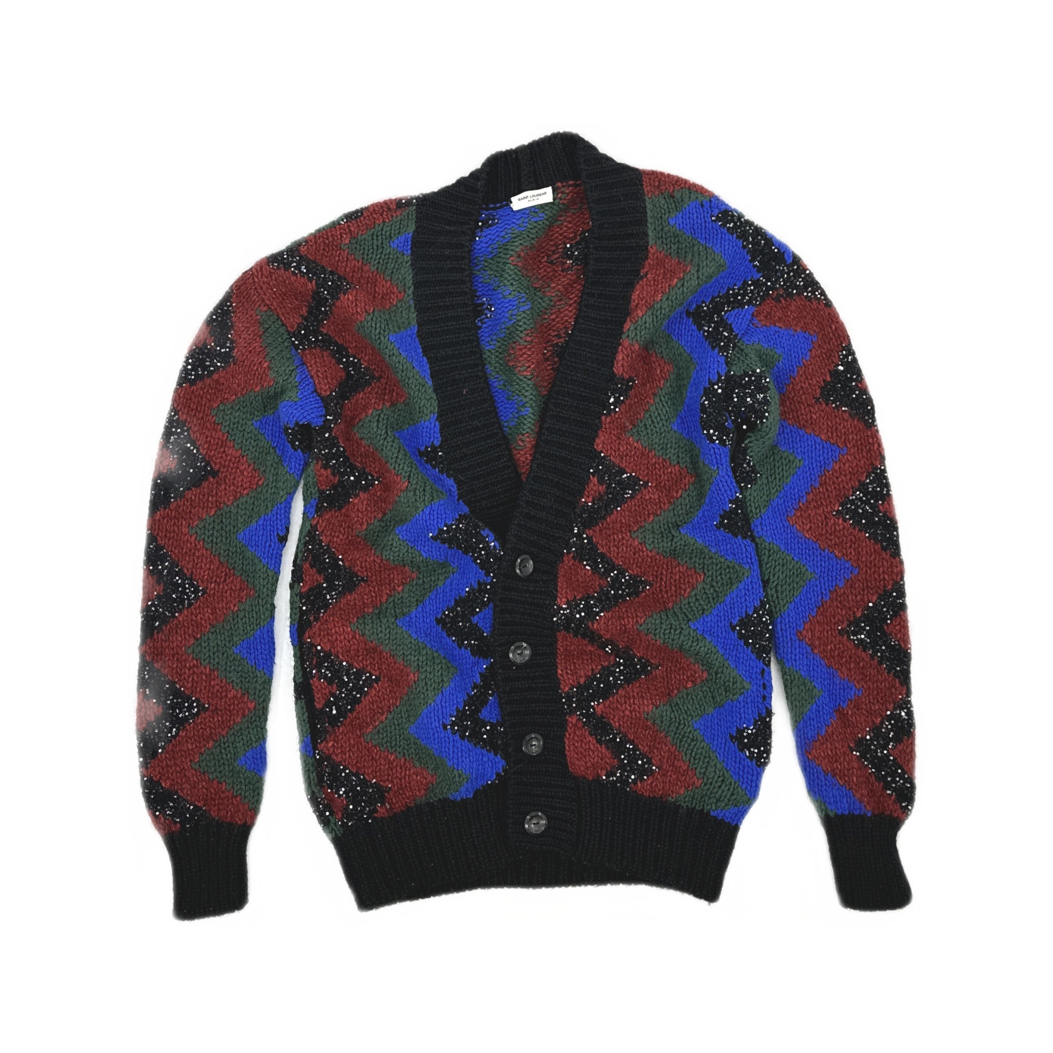Saint Laurent Paris Saint Laurent Zig-Zag Sequined Cardigan Size S Size US S / EU 44-46 / 1 - 1 Thumbnail