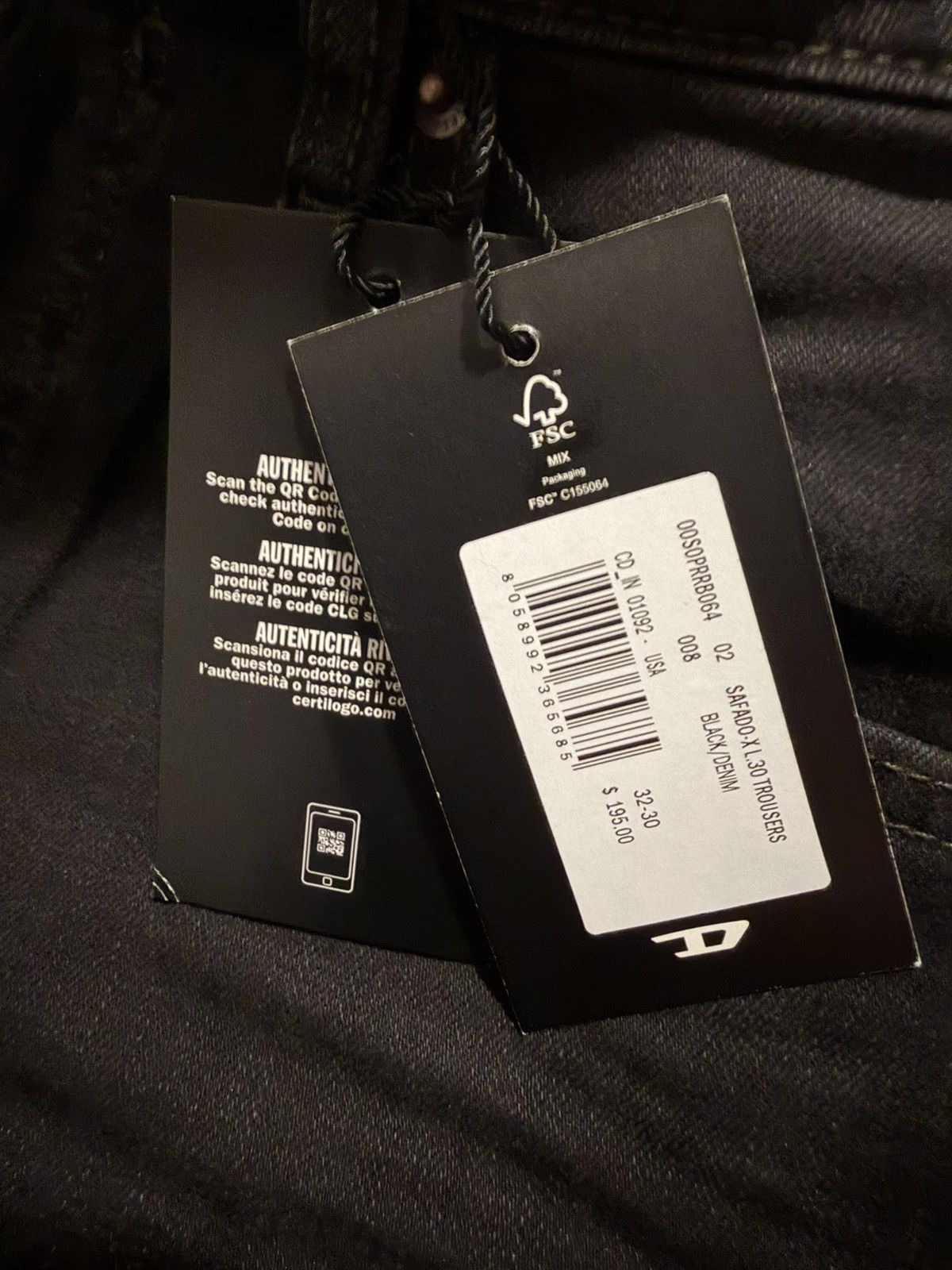 Diesel Diesel Mens Safado Straight Jeans RB064 Black Size 32/30 Size US 32 / EU 48 - 7 Thumbnail