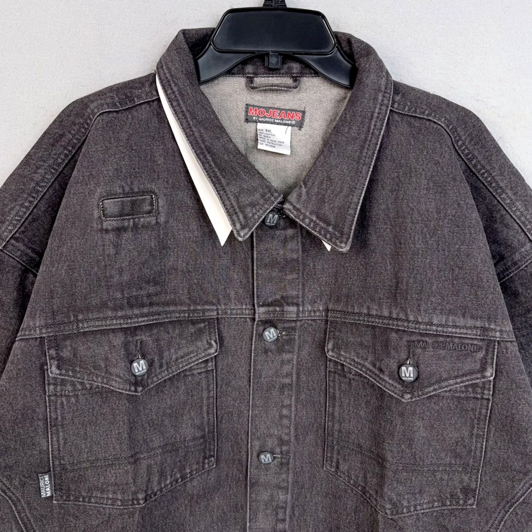 Vintage VINTAGE Maurice Malone MoJeans Jacket Mens 4XL Gray Denim Varsity 90s Mens Size US 39 - 2 Thumbnail