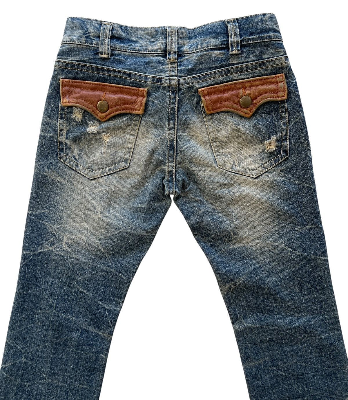 Japanese Brand Vintage Ozz First Pinball Distressed Flare Denim Size US 30 / EU 46 - 7 Thumbnail