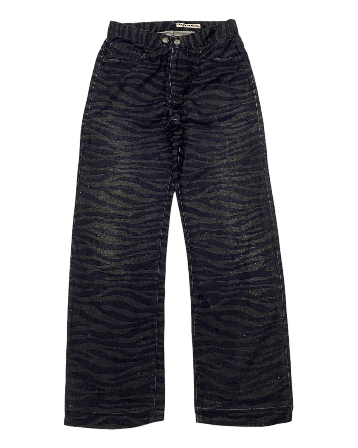 MOTHER TIGER STRIPES BAGGY DISTRESS DENIM JEANS