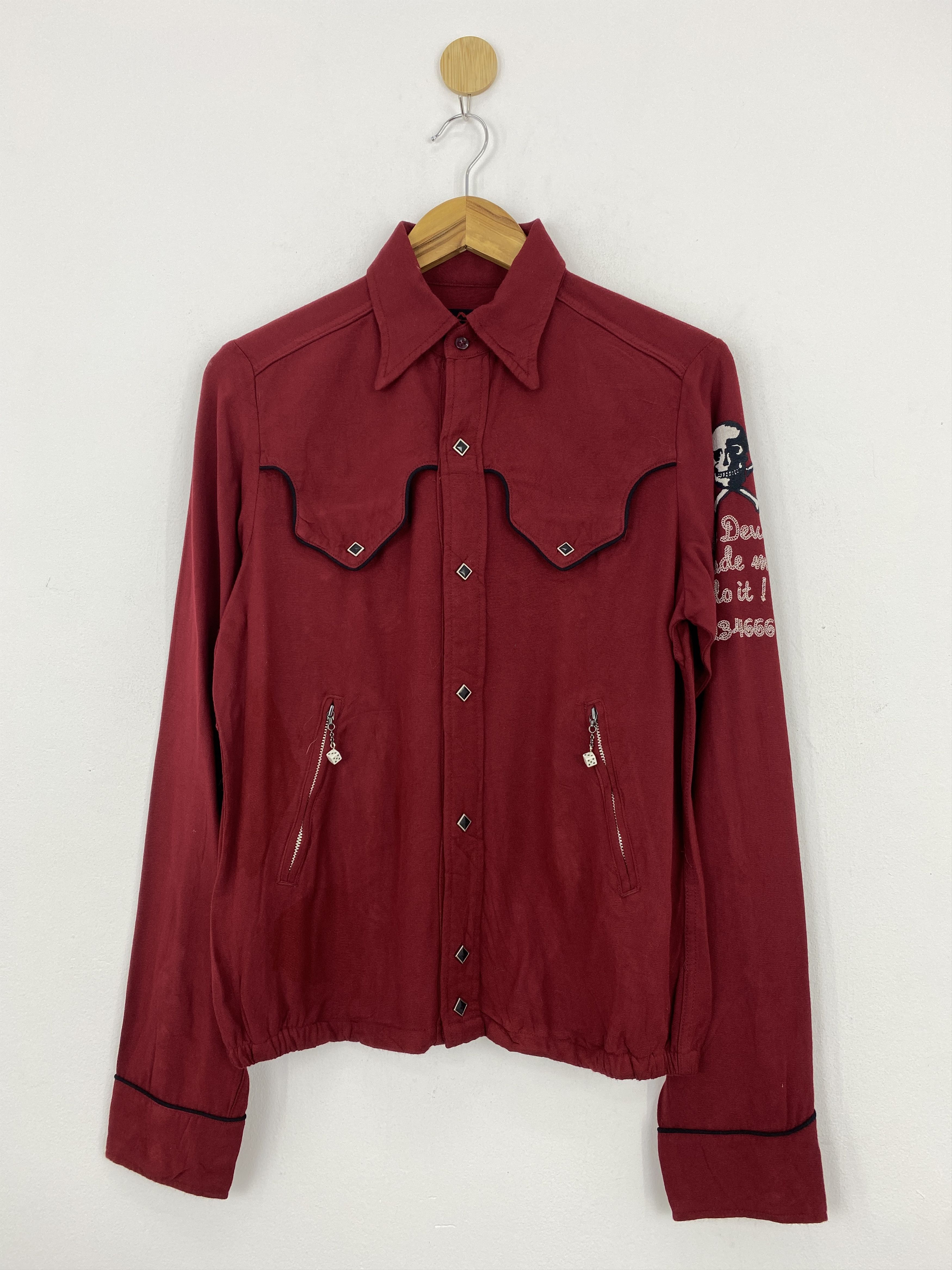 image of Hysteric Glamour Button Skull Patches Jacket in Red, Men's (Size Medium)