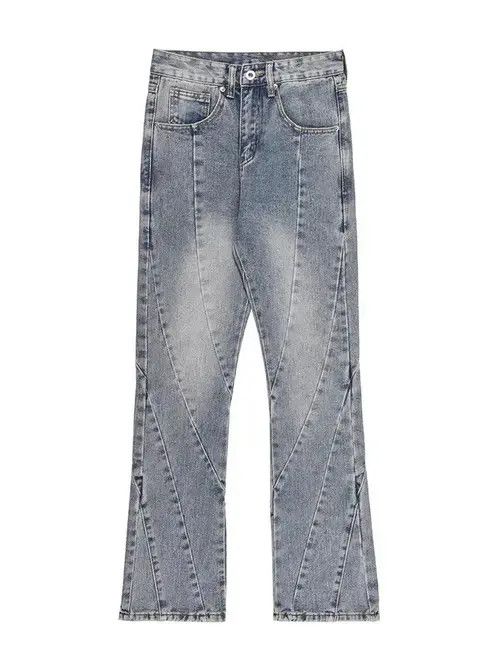 VIBE Spliced Flared Pants Mens Washed Distressed Denim Size US 28 / EU 44 - 3 Thumbnail