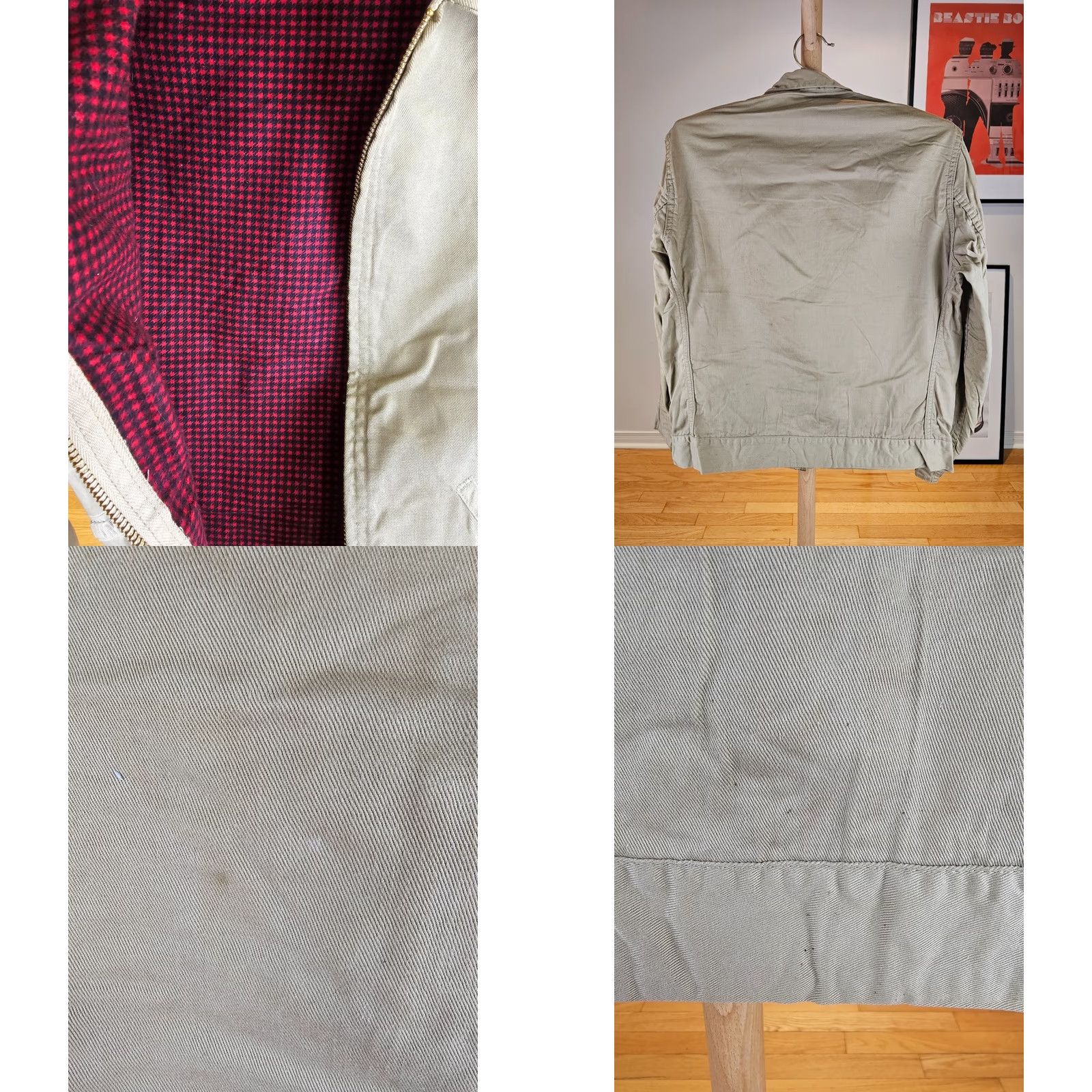 Vintage VINTAGE Unbranded CONMATIC ZIPPER RED FLANEL LINING WORK COTTON JACKET 40 Jacket Mens Beige 50s 22 INCH 24 INCH 23 INCH Size US XXS / EU 40 - 9 Thumbnail