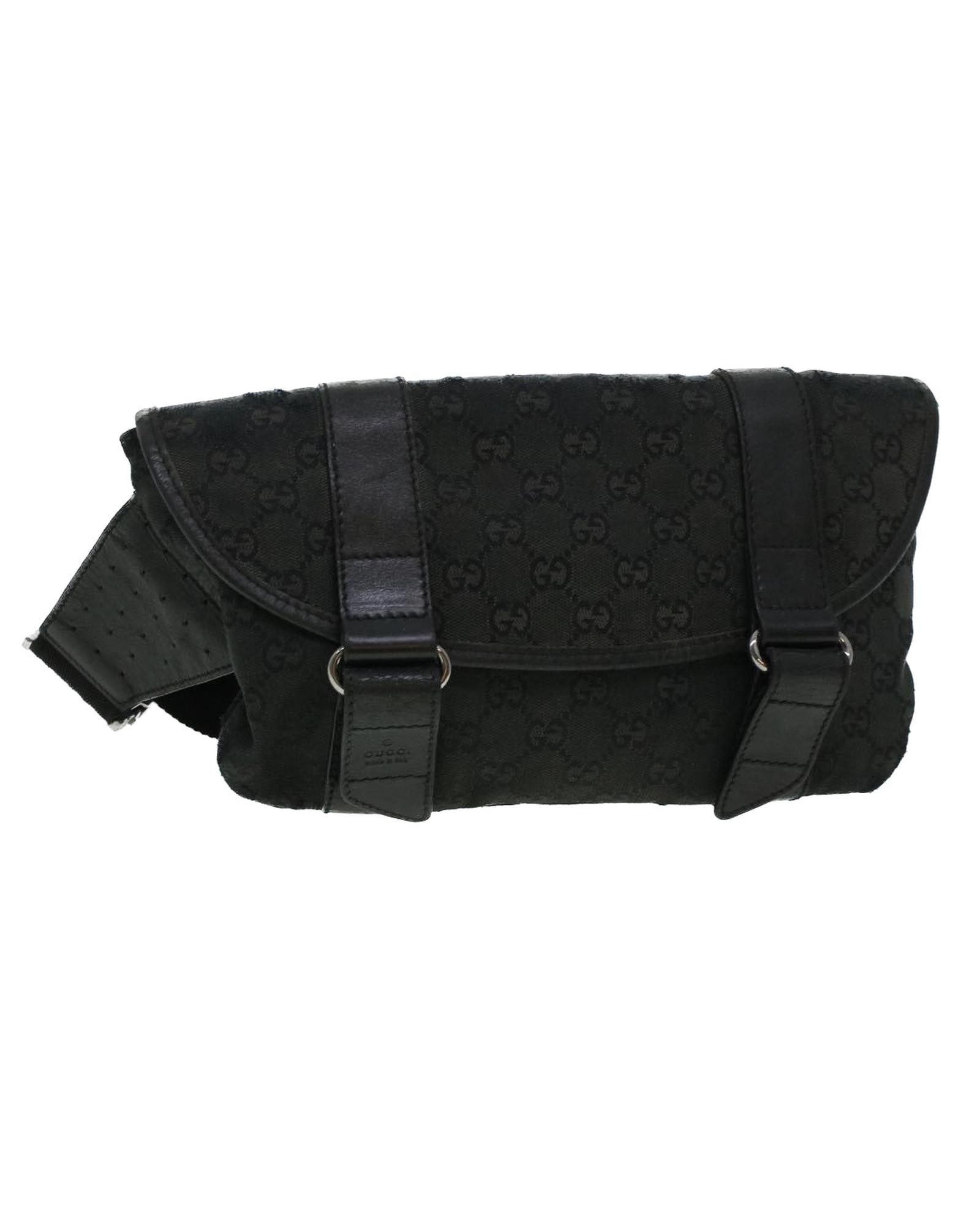 image of Gucci Black GG Canvas Waist Bag, Women's