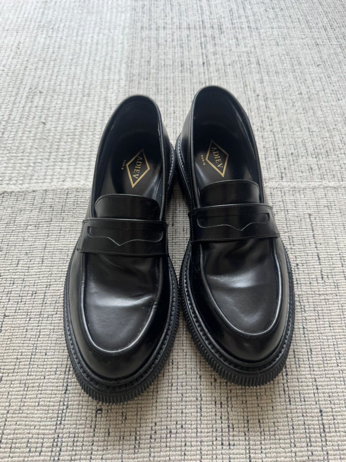 Adieu Paris Adieu Paris chunky leather black loafers Size US 10 / EU 43 - 1 Thumbnail