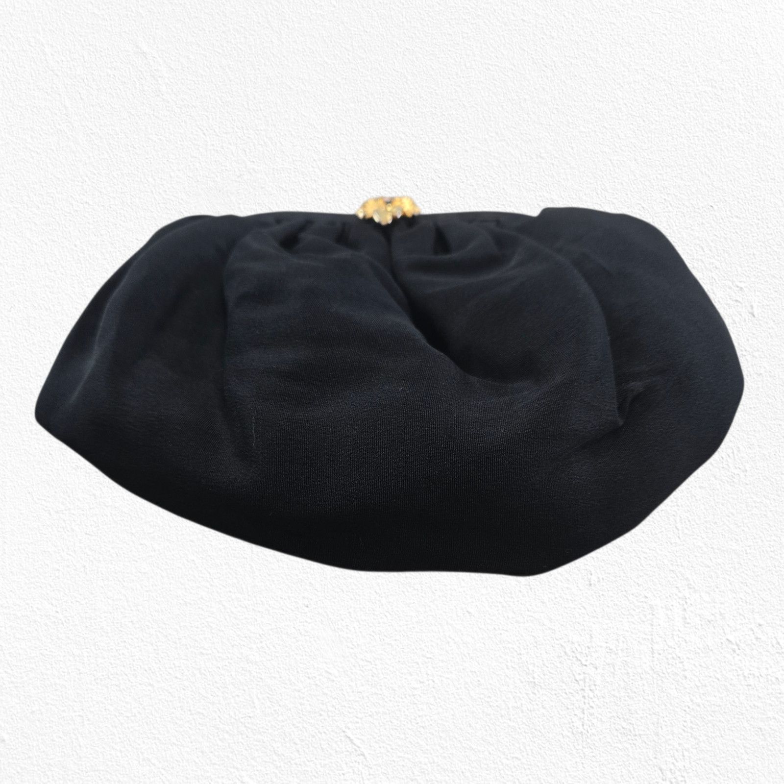 Vintage Vintage 1950s Black Evening Clutch Gold Leaf Clasp Size ONE SIZE - 5 Thumbnail
