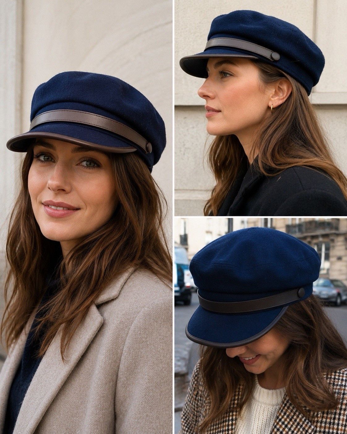 Other Sterkowski Wool Newsboy Cap Navy Blue Baker Boy Hat EUC Size ONE SIZE - 1 Thumbnail