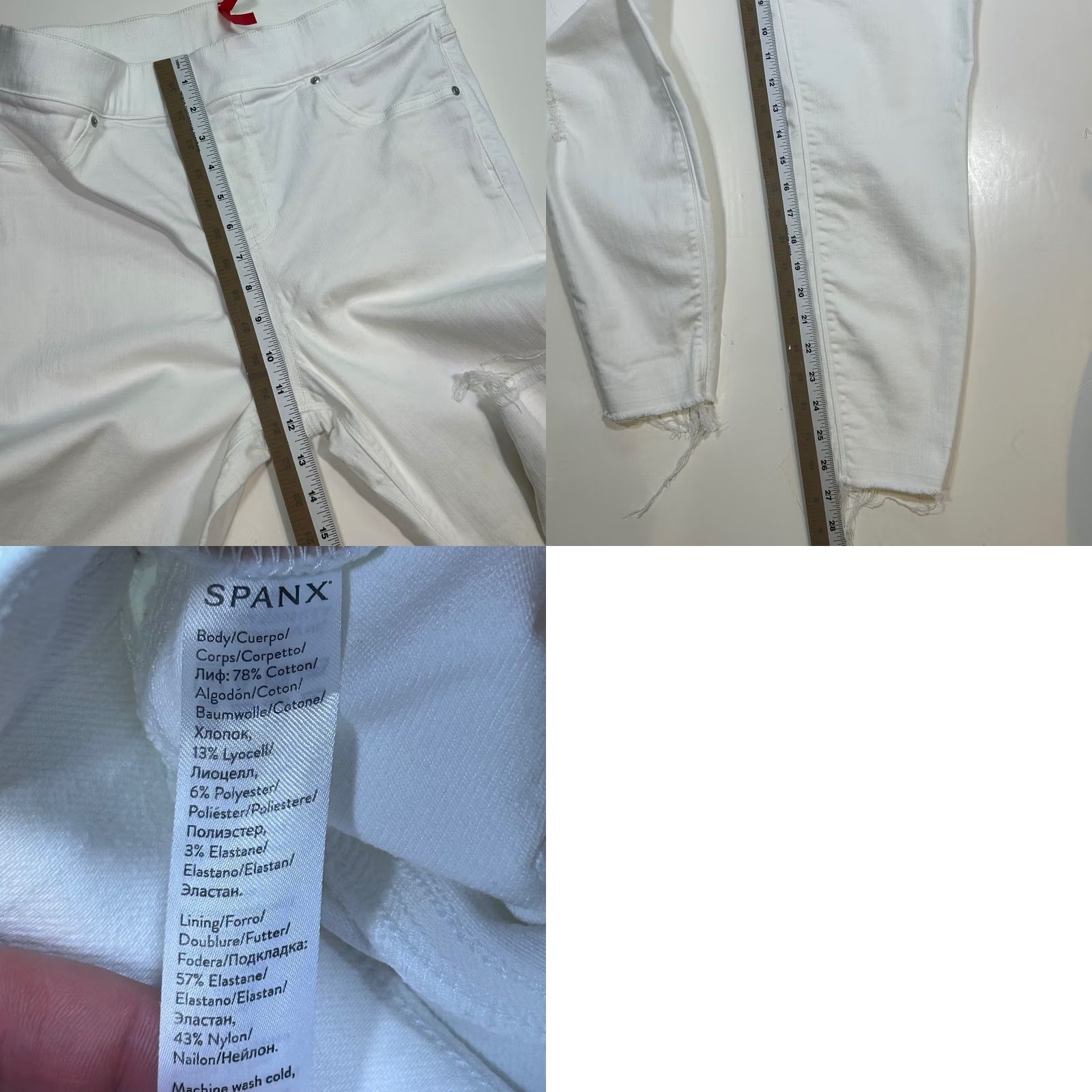 Spanx Spanx Distressed Denim Jeggings Jeans White Pull On Comfort Stretch L/G Size 36" / US 14 / IT 50 - 8 Thumbnail