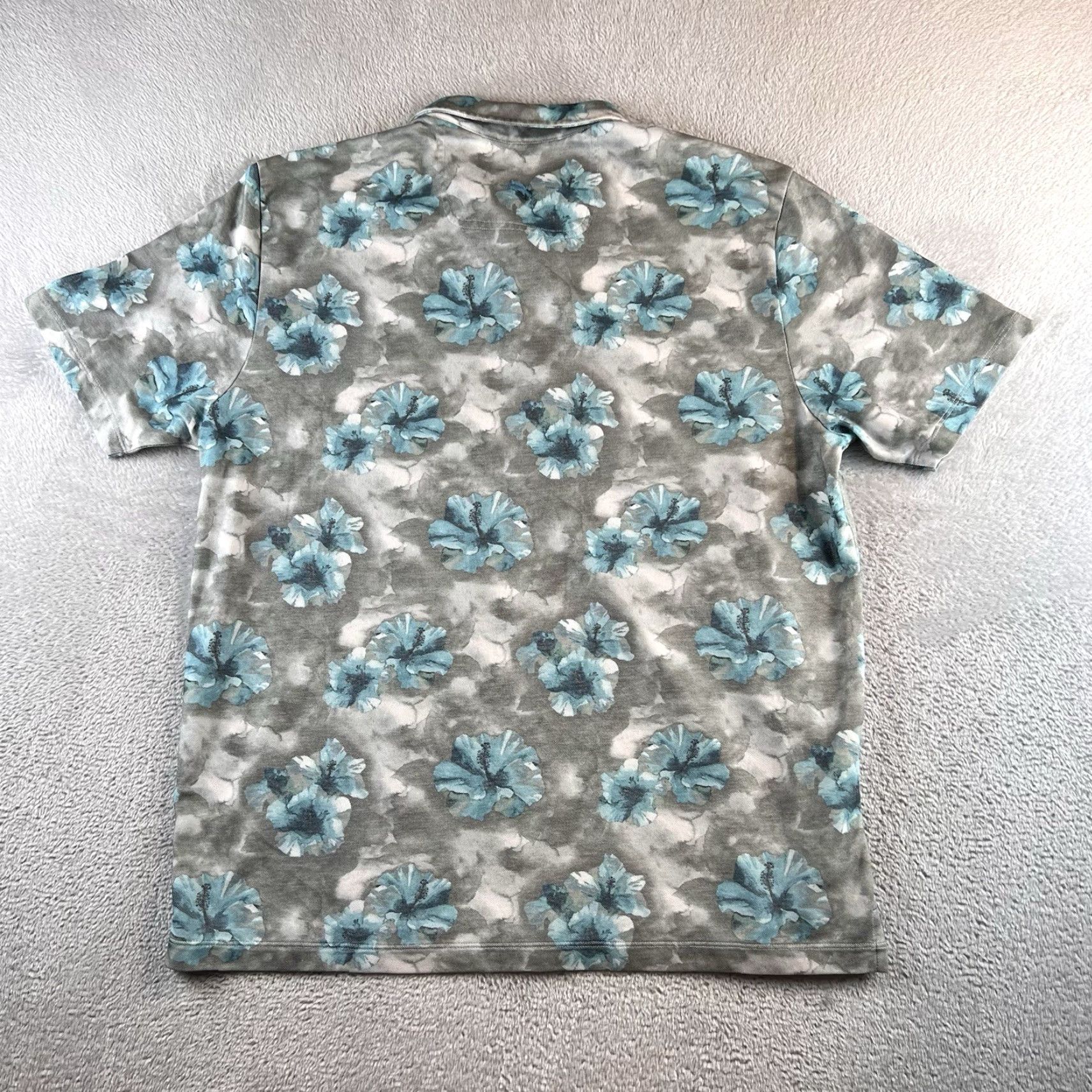 Tommy Bahama Tommy Bahama Island Zone Polo Shirt XL Men's New Silver Beach Golf Logo Floral Short Sleeve Casual Travel Size US XL / EU 56 / 4 - 2 Thumbnail