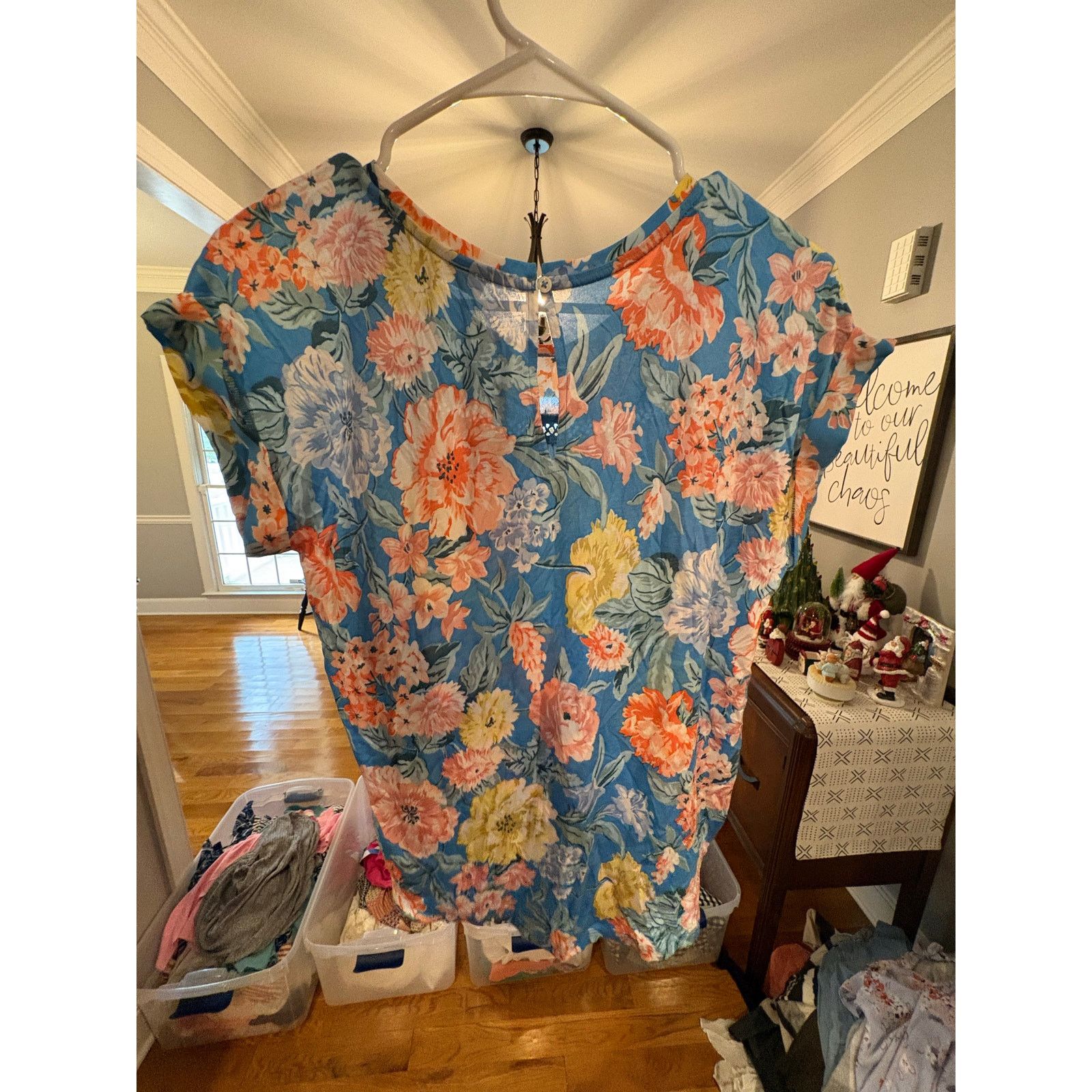 Loft LOFT Women’s XS Blue Floral Blouse Short Sleeve Lightweight Size XS / US 0-2 / IT 36-38 - 4 Thumbnail