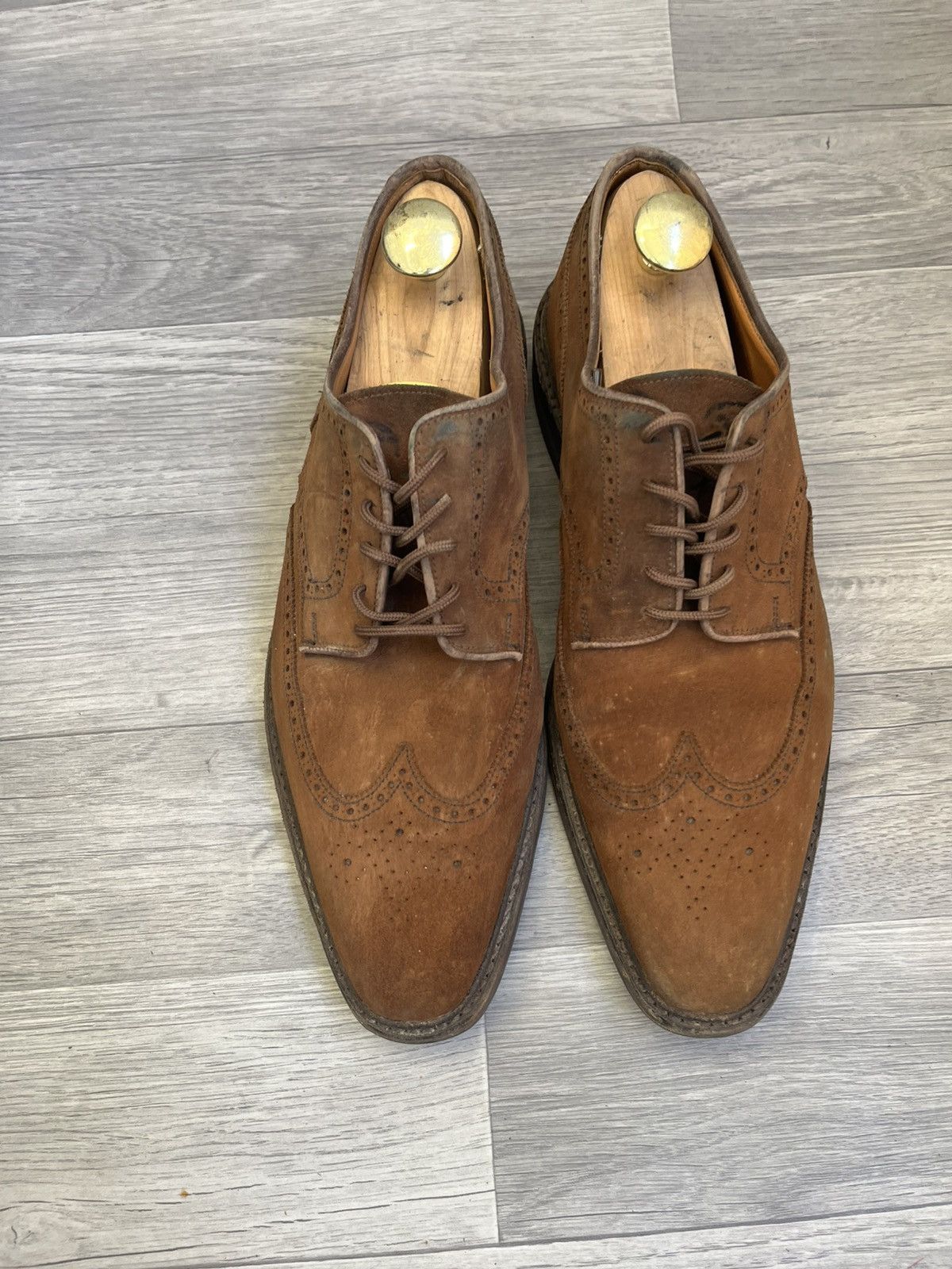 Crockett & Jones Crockett & jones brown suede wingtip oxford leather shoes Size US 10.5 / EU 43-44 - 3 Thumbnail