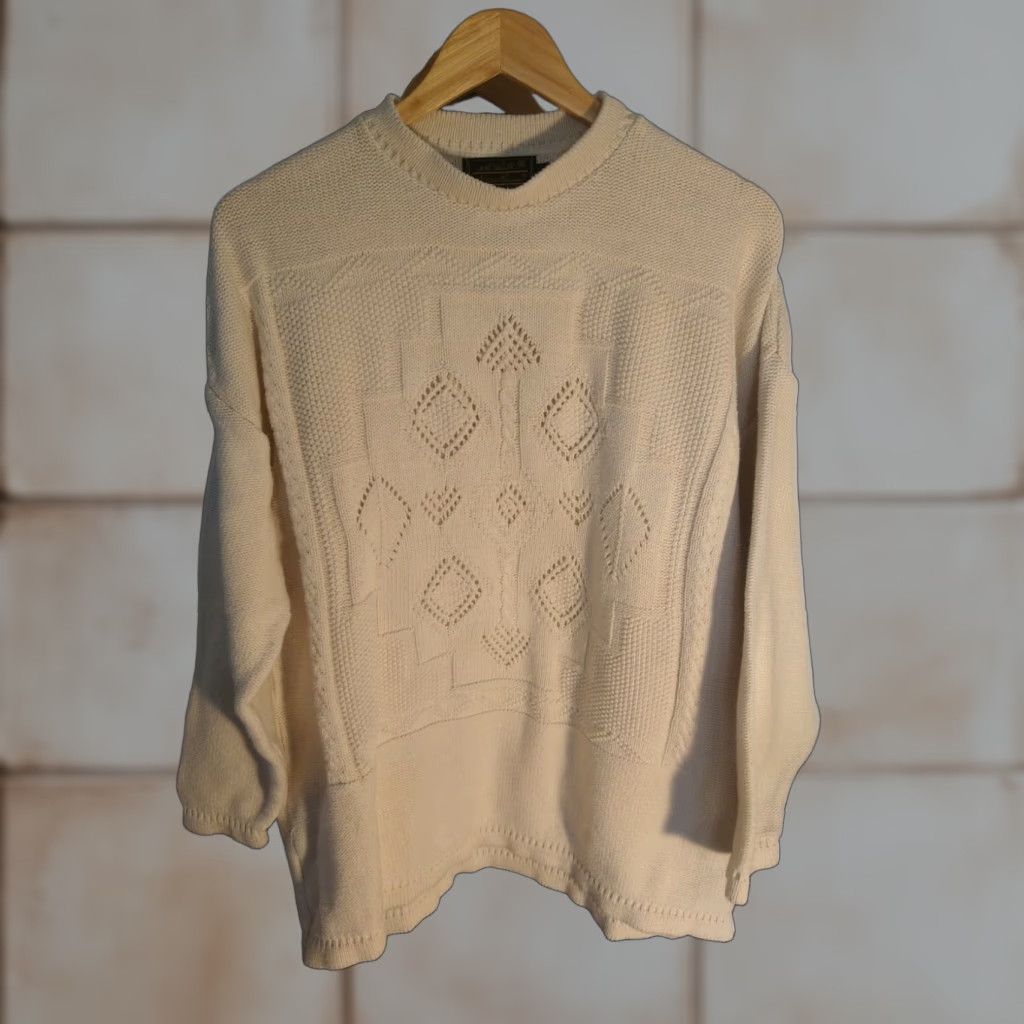 Eddie Bauer VINTAGE Eddie Bauer Knit Shirt Womens L/XL All Cotton Made In USA White Knit Sweater Size L / US 10 / IT 46 - 1 Thumbnail
