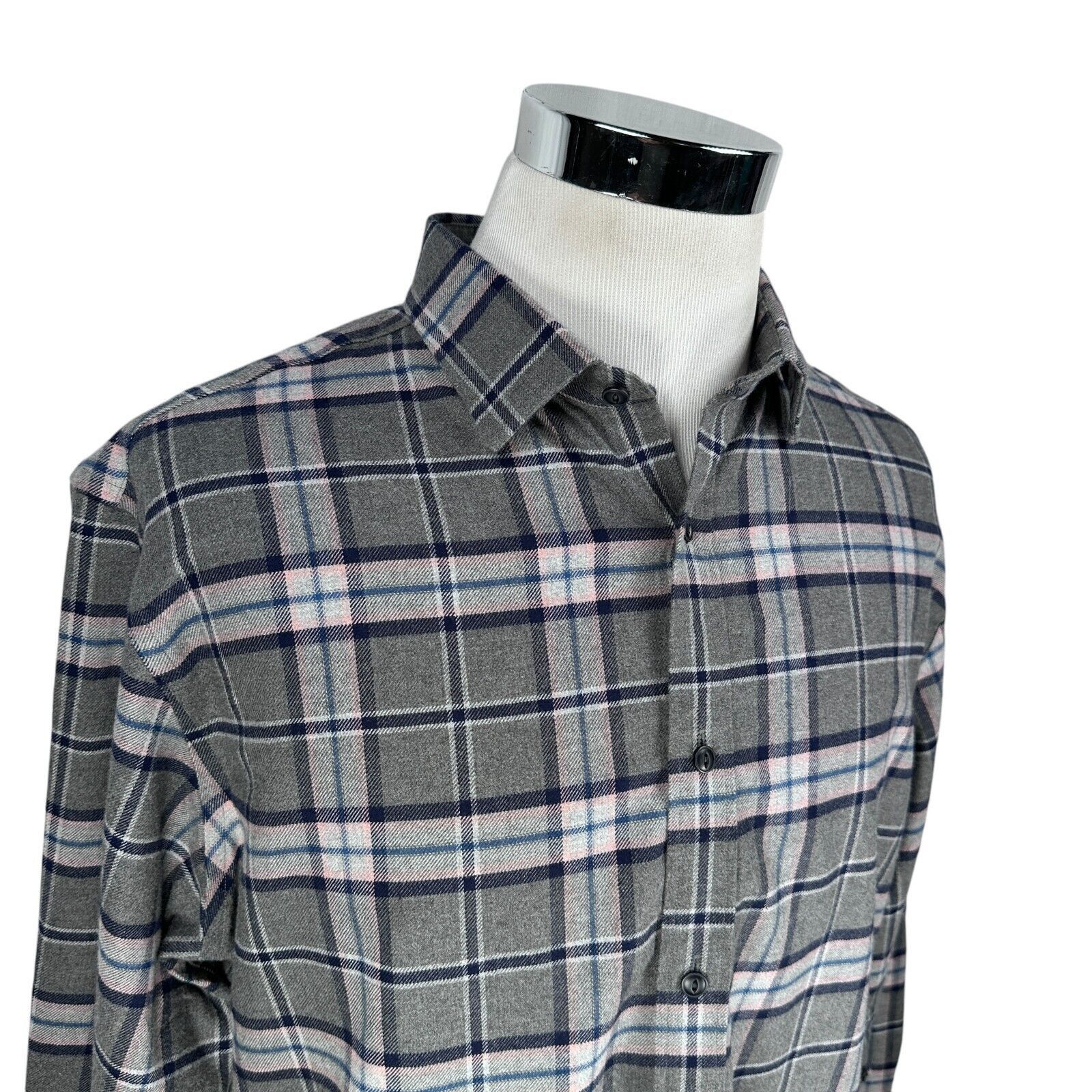 UNTUCKit Untuckit Flannel Shirt Men’s XL Gray Blue Pink Button Up Size US XL / EU 56 / 4 - 2 Thumbnail