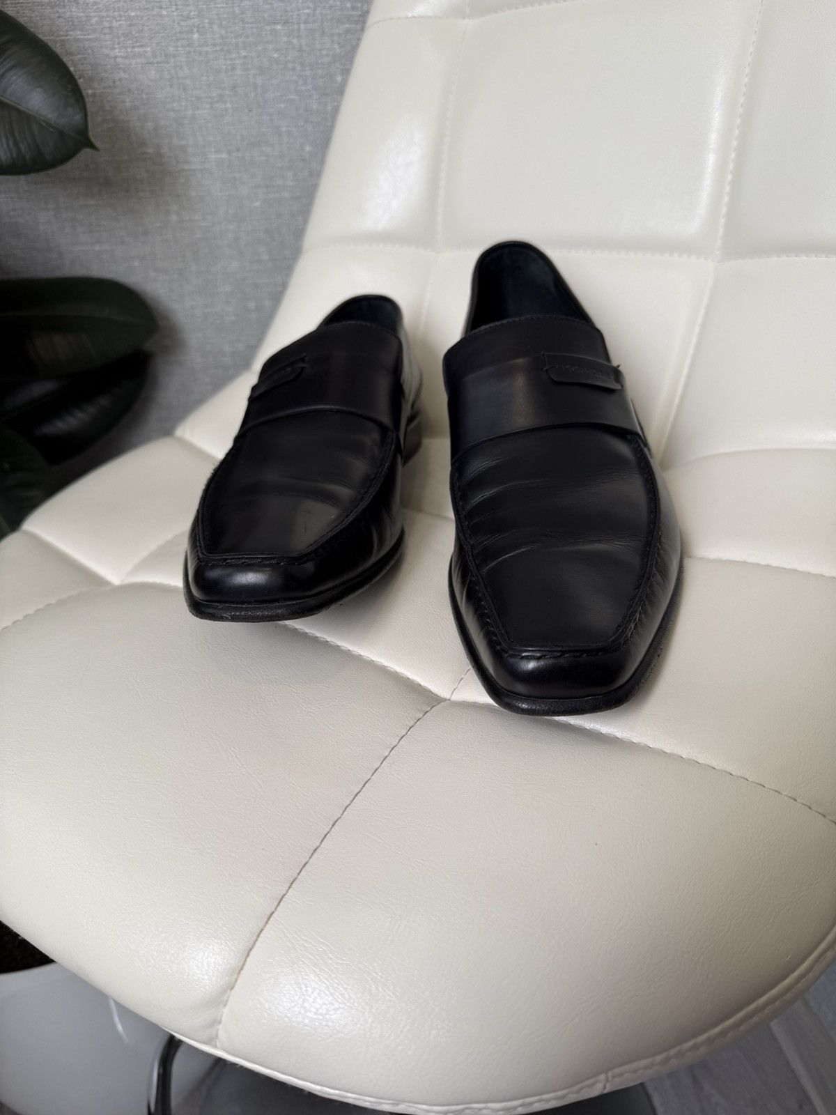 Rare Dior Homme Black Leather Penny Loafers CD Shoes Size 43