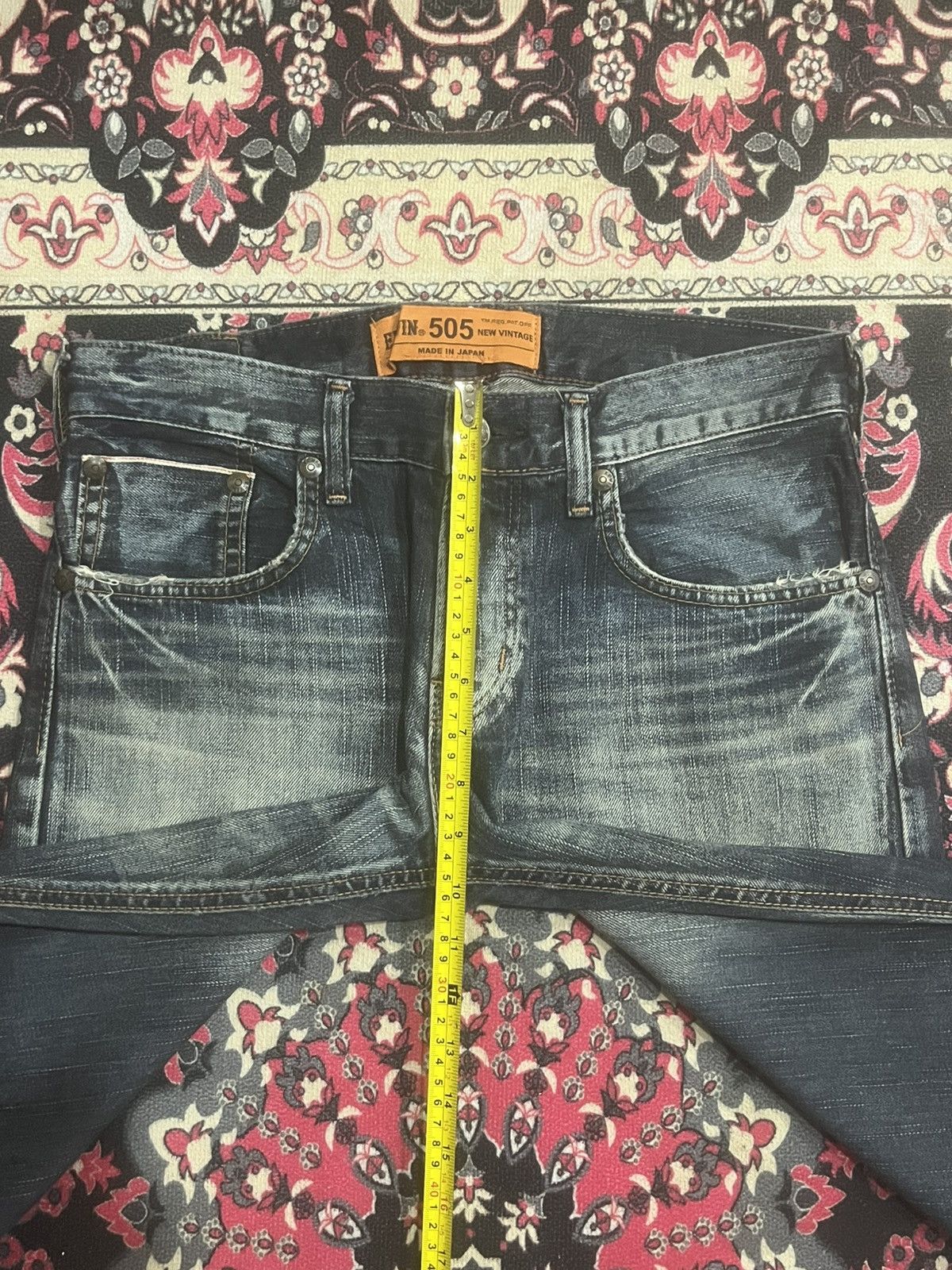 Vintage Edwin 505 Dark Faded Ripped Buckle Back Selvedge Flare Jeans Size US 30 / EU 46 - 16 Thumbnail