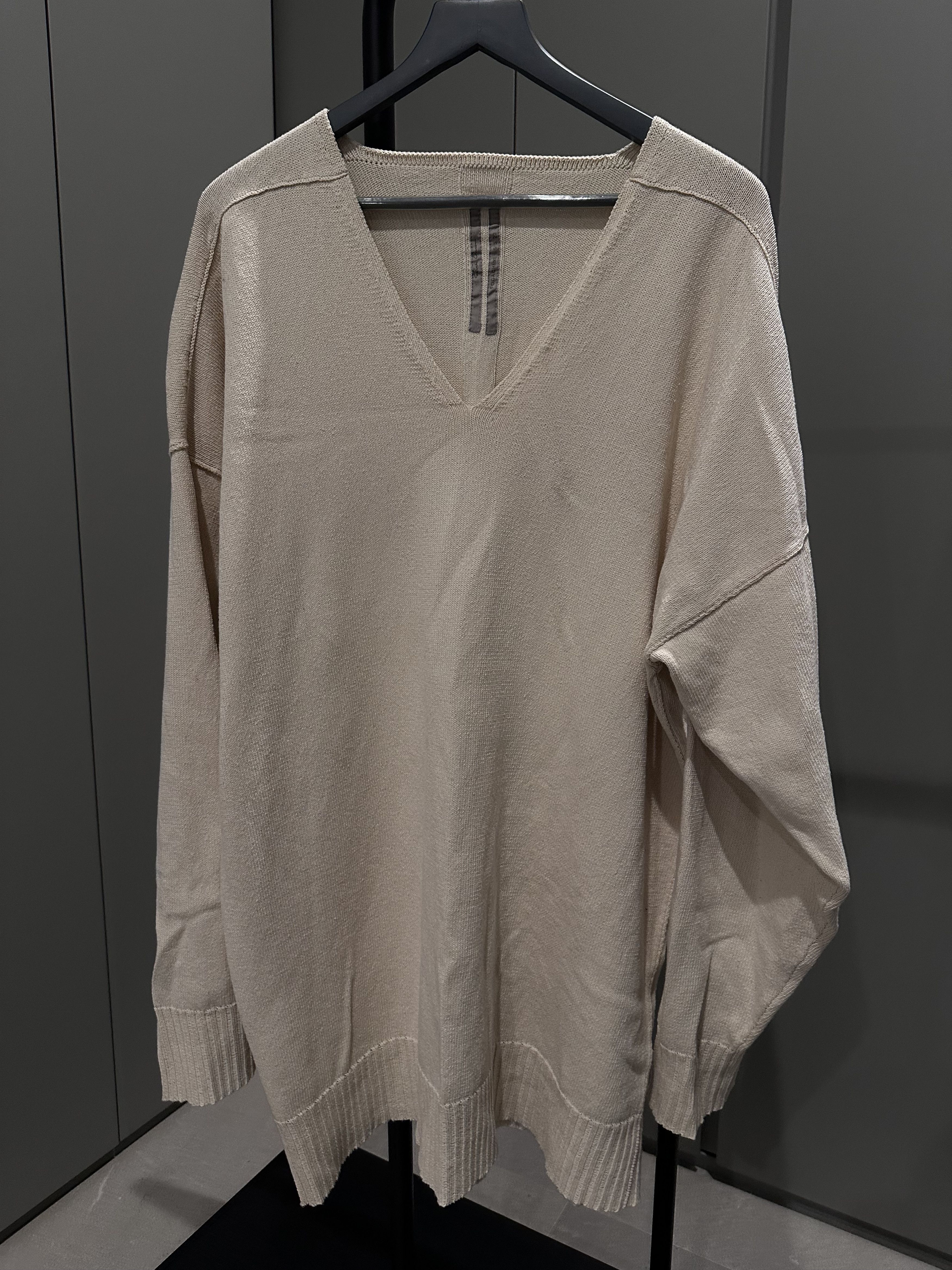 Image of Rick Owens Ss22 Fogachine Natural Knit Sweater, Men's (Size XL)