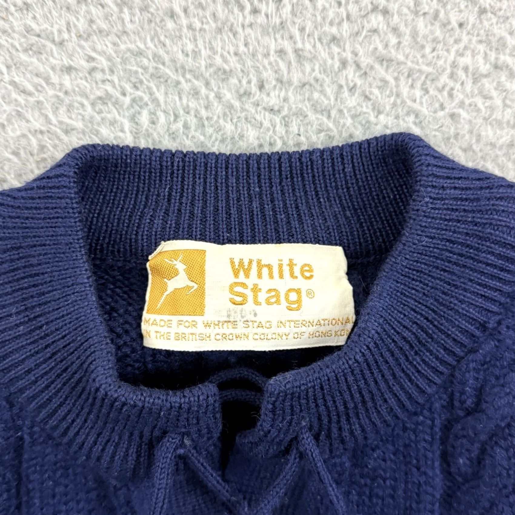 Vintage VINTAGE White Stag Sweater Womens Medium Blue 80s Cable Knit Wool Blend Preppy Size M / US 6-8 / IT 42-44 - 6 Thumbnail