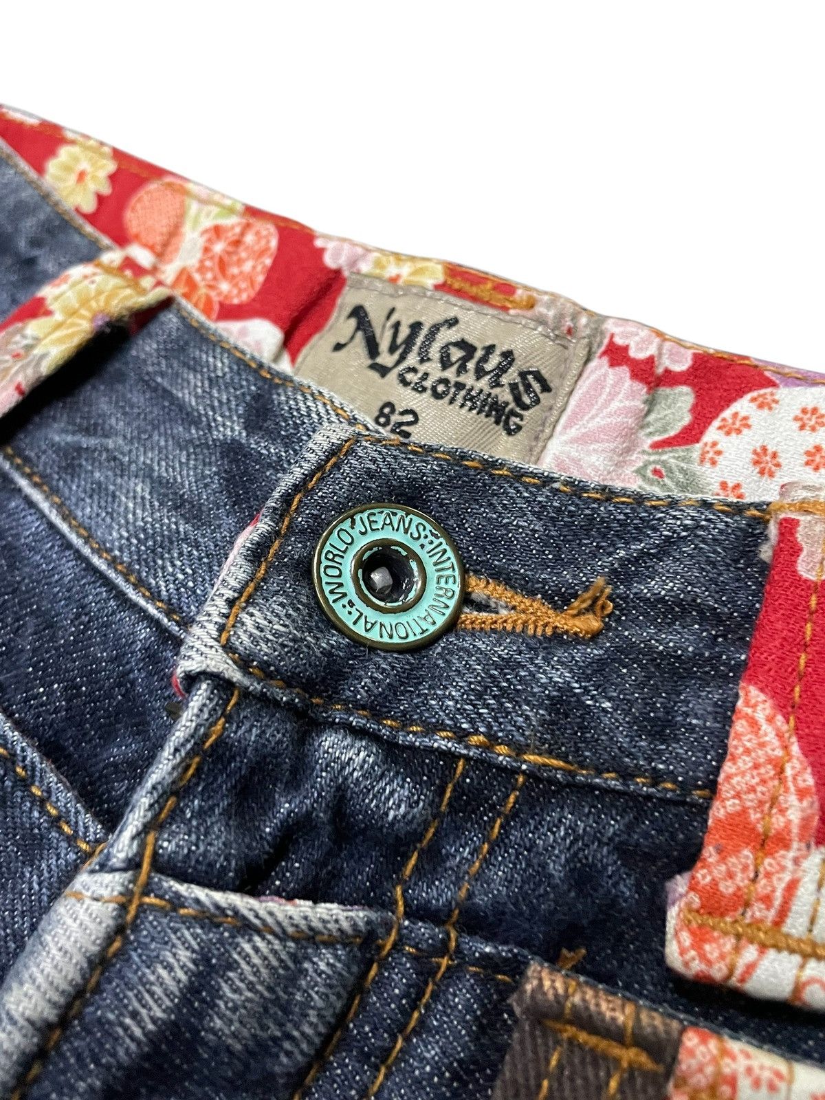 Hysteric Glamour × Japanese Brand Nylaus Japan Cracked Shadow Wash Double Waist Jeans Size US 30 / EU 46 - 14 Thumbnail