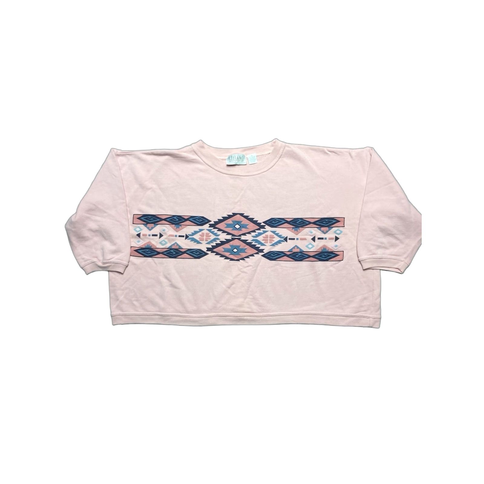 Vintage VINTAGE Stefano Aztec Sweatshirt Crew Neck Women’s Medium Pink Pullover Cropped Boxy 80s Size M / US 6-8 / IT 42-44 - 1 Thumbnail
