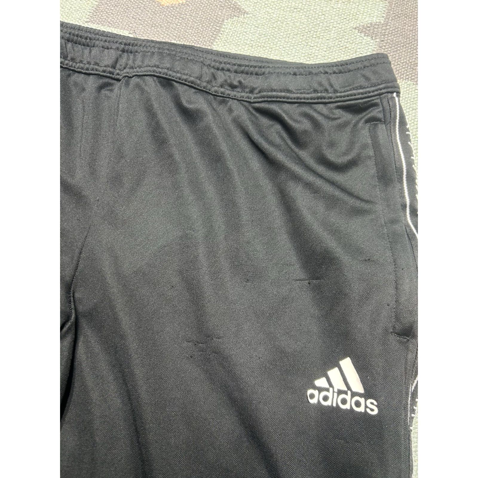 Adidas VINTAGE Adidas track pants polyester joggers black three stripes spell out men’s XL Size US 36 / EU 52 - 5 Thumbnail