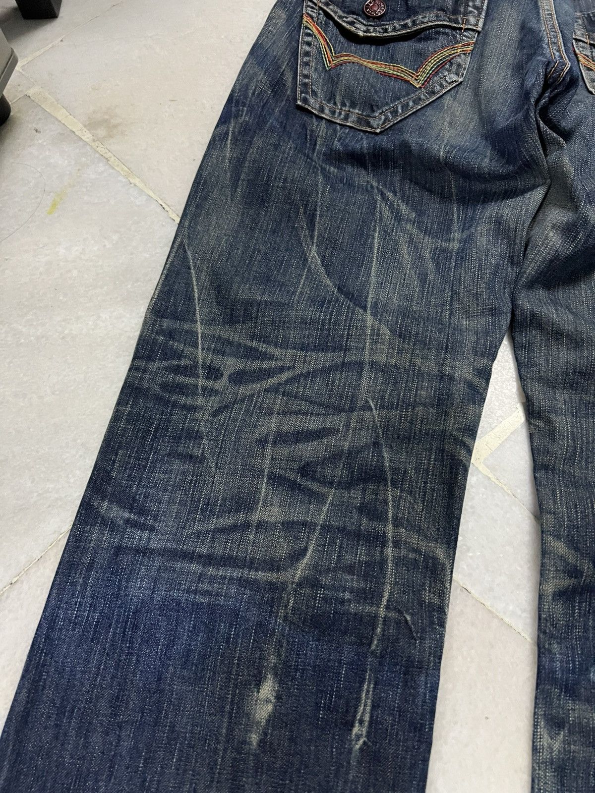 Edwin 💥Flare💥Edwin 503 Blue Trip Claw Mud Wash Jeans Size US 33 - 17 Thumbnail