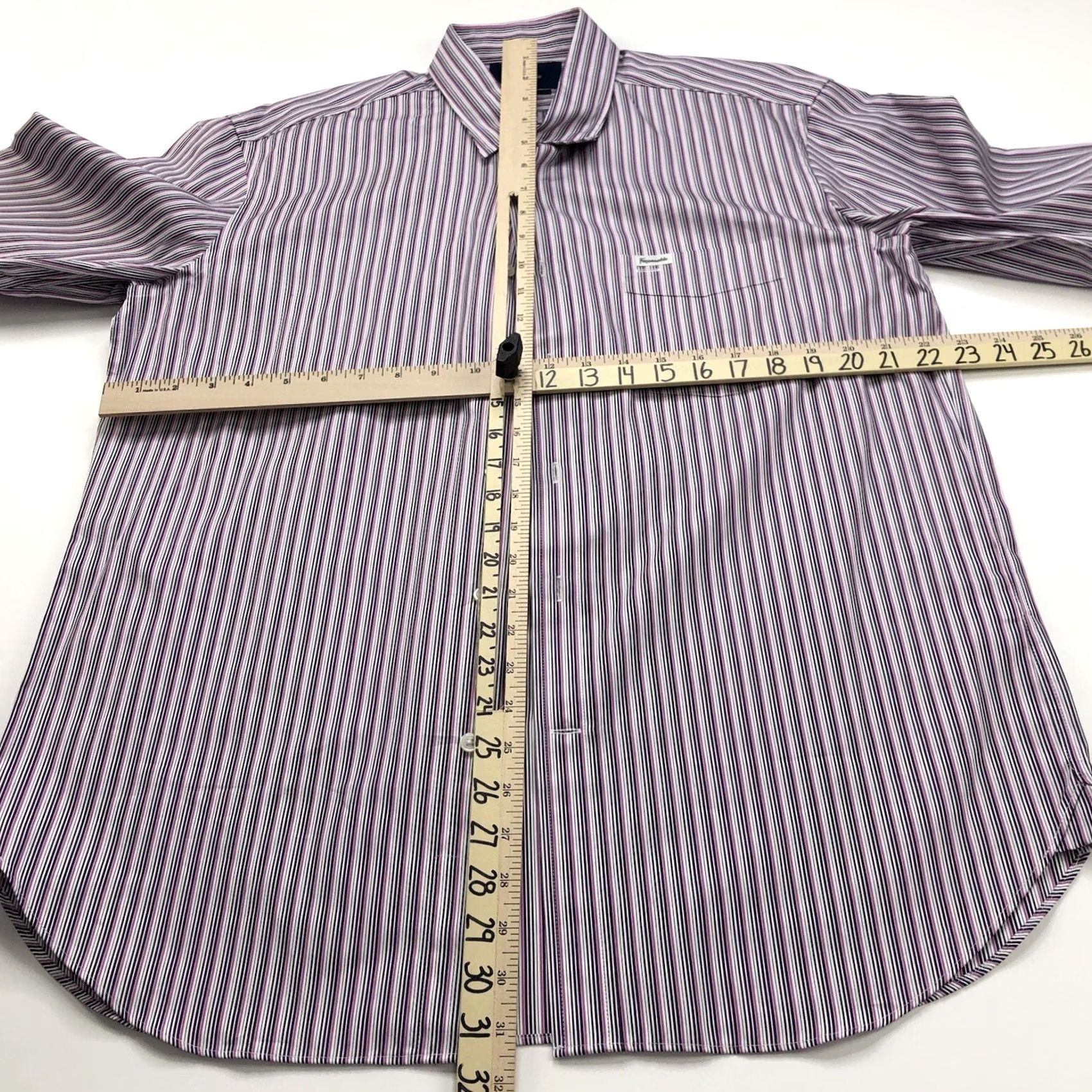 Faconnable Façonnable CLUB Dress Shirt Large 17/35.5 MINT Button Long Sleeve Cotton Striped Collar Spread Size 42R - 3 Thumbnail