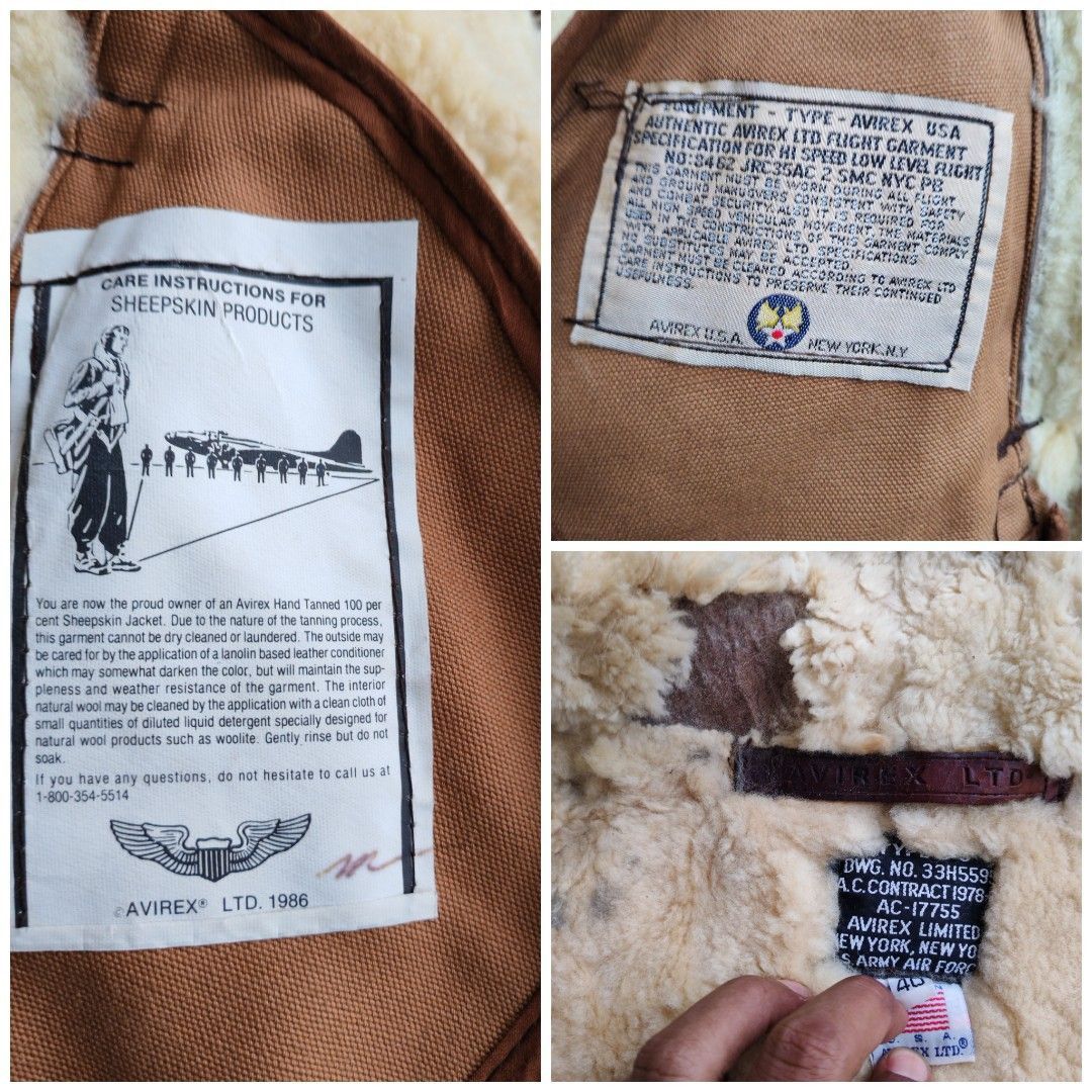 Avirex 🔥 Vintage Avirex B-3 Sheepskin Flight Jacket 1986 USA Made Size US M / EU 48-50 / 2 - 10 Thumbnail