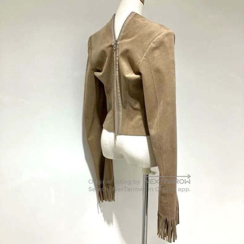 Junya Watanabe Junya Watanabe Beige suede fringed openwork long sleeve bl Size S / US 4 / IT 40 - 5 Thumbnail
