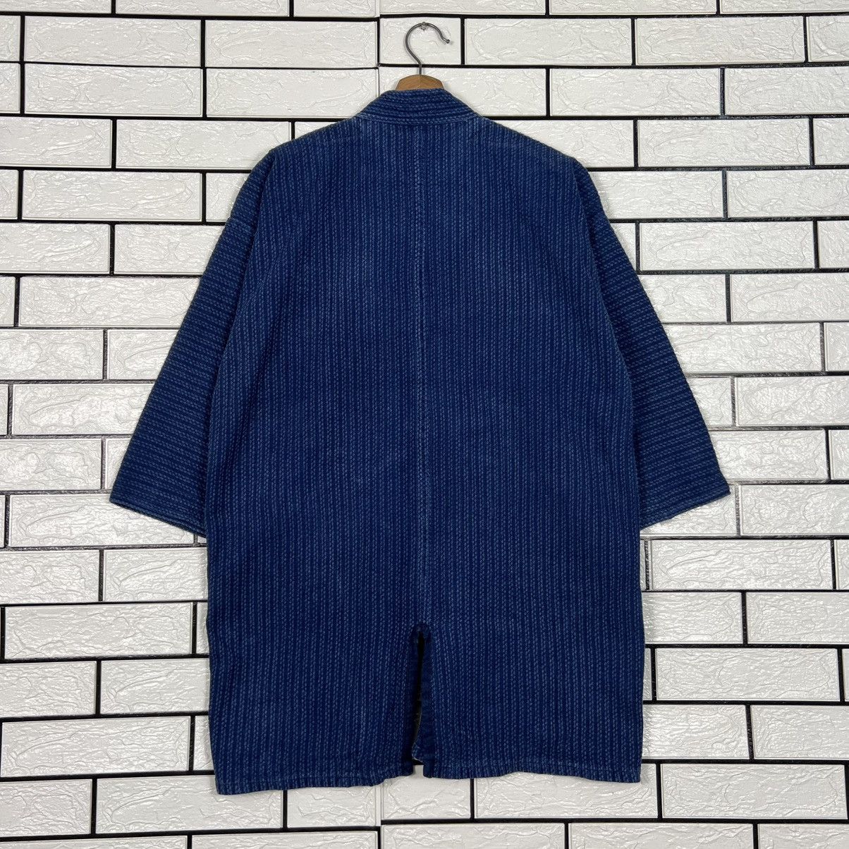 Vintage Japan Indigo Blue Sashiko Thick Weave Kimono #4149-C189 Size US L / EU 52-54 / 3 - 13 Thumbnail