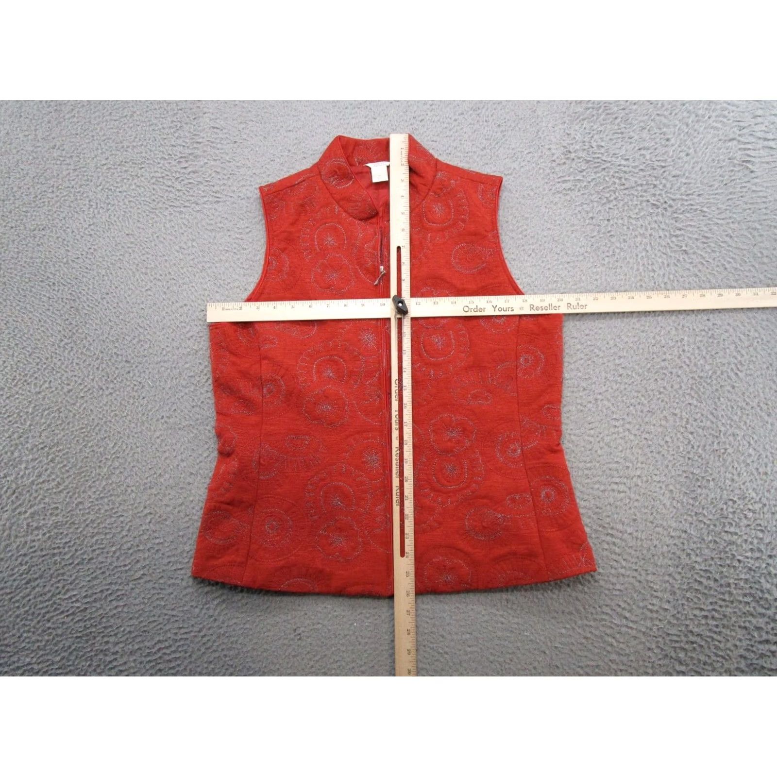 Vintage CHRISTOPHER & BANKS Women’s Orange Sparkle Embroidered Silk Vest Size M Size M / US 6-8 / IT 42-44 - 4 Thumbnail
