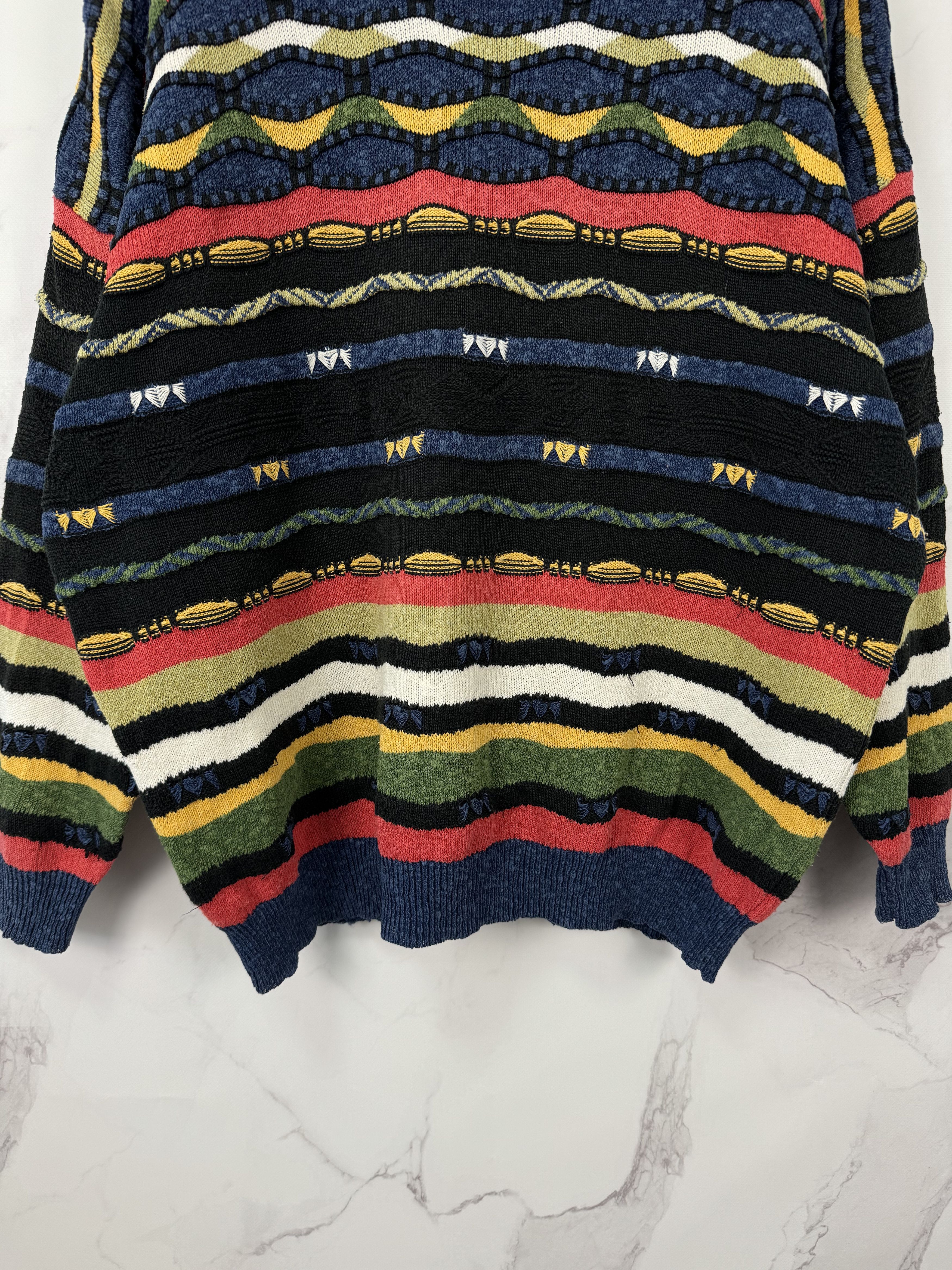 Vintage Vintage 90s Monello 3D Pattern Sweater Coogi Style Size 52 Size US L / EU 52-54 / 3 - 3 Thumbnail