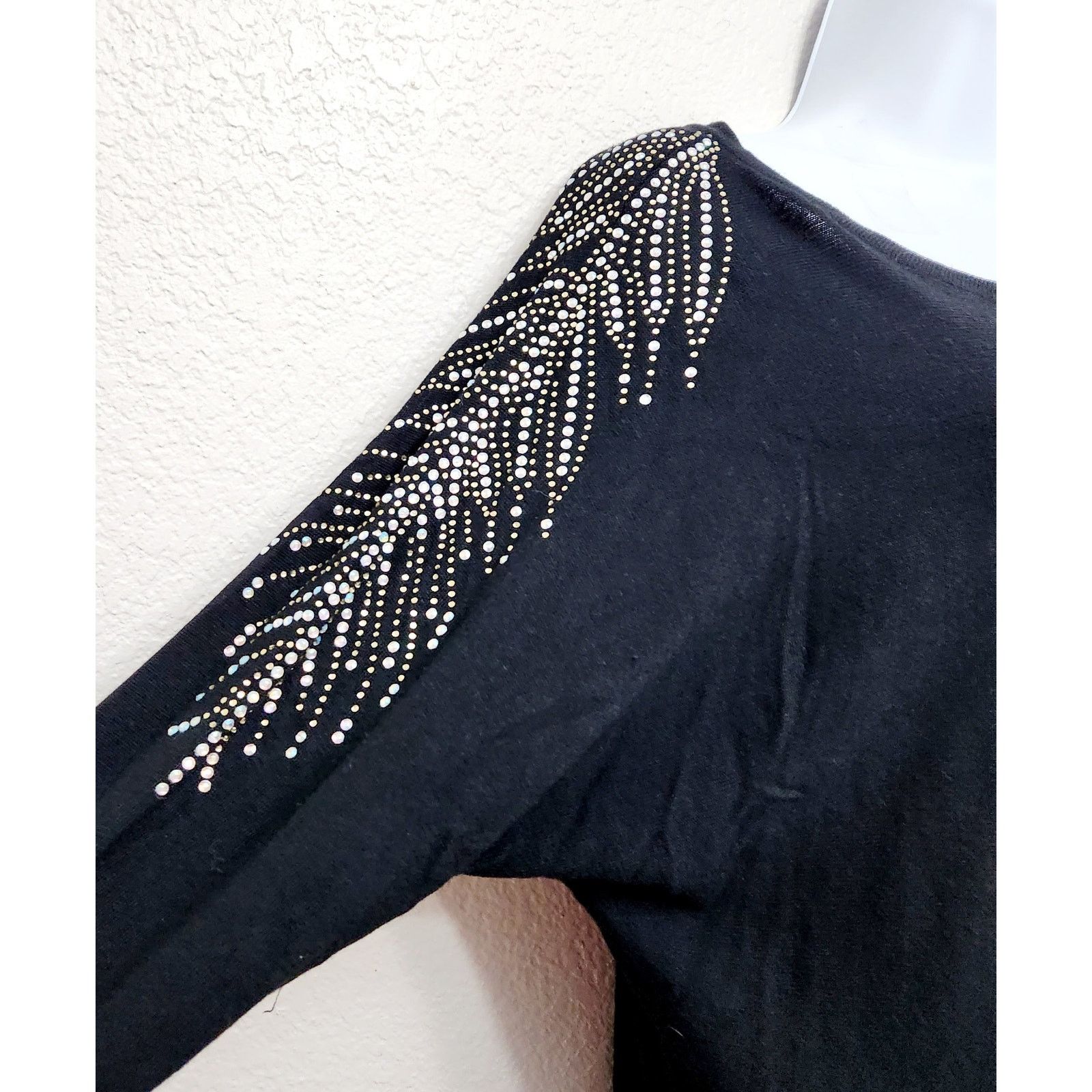 Other Venus Black Rhinestones Long Sleeve Sweater Dress Medium Size M / US 6-8 / IT 42-44 - 2 Thumbnail