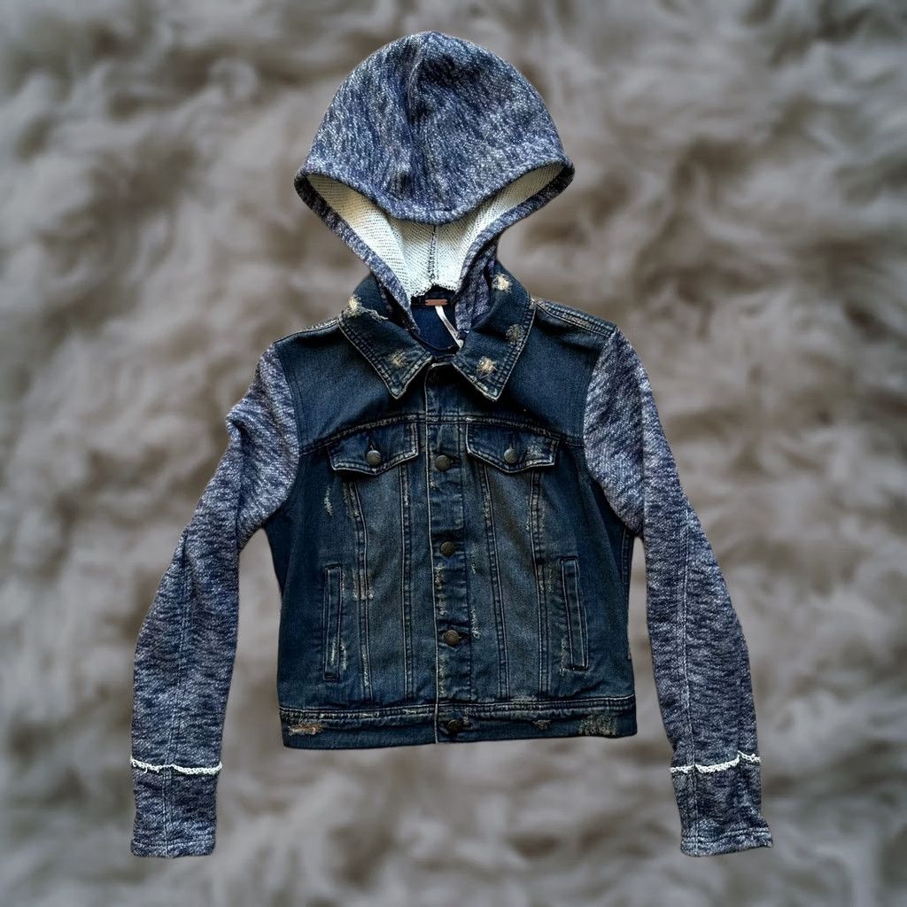 Free People Free People Button Up Denim Jacket Womens Small Petite Blue Solid Jacket Size 28" / US 6 / IT 42 - 1 Thumbnail