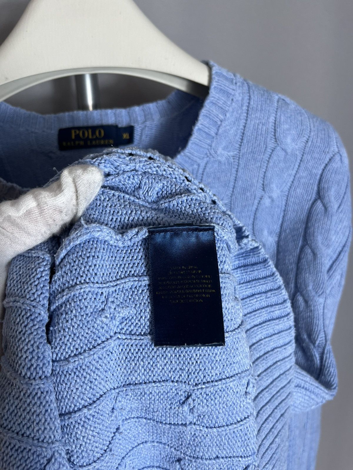 Polo Ralph Lauren Polo Ralph Lauren Cable Knit Crewneck Blue Cotton Pullover Size US XL / EU 56 / 4 - 6 Thumbnail