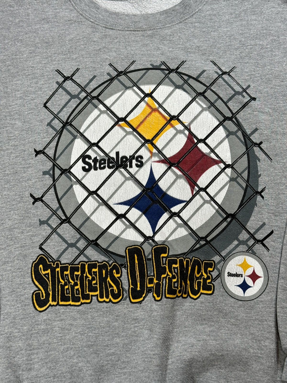 NFL × Vintage Vtg 90s Pittsburgh Steelers D-Fence Steel Curtain Sweatshirt Size US L / EU 52-54 / 3 - 2 Thumbnail