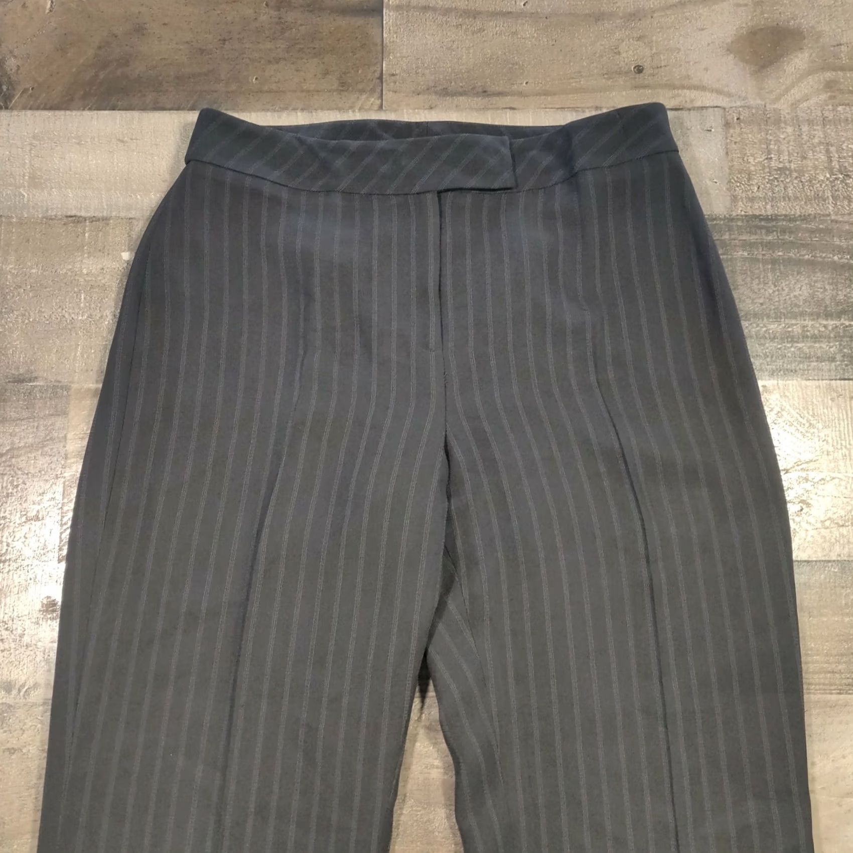 Ann Taylor Loft Dress Pants Women 8 Black Mid-Rise Bootcut Striped Lined Zip Closure Casual Size 30" / US 8 / IT 44 - 4 Thumbnail